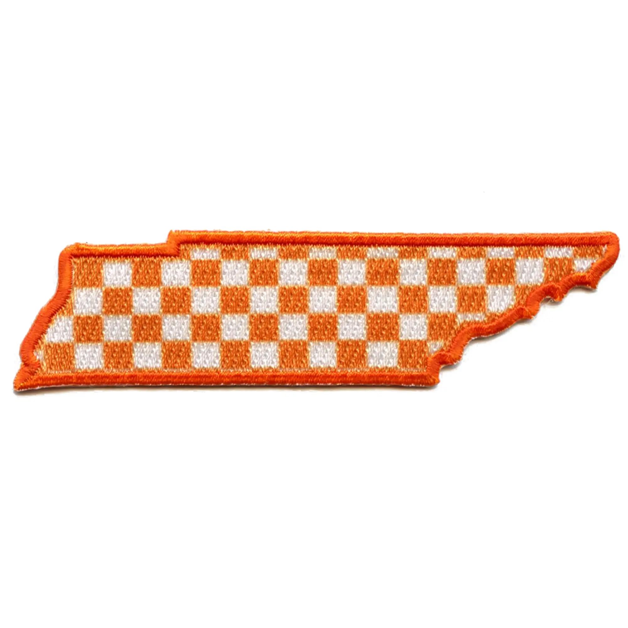 Tennessee Checkered State Patch - Orange & White Embroidered Iron-On Applique for DIY Crafts, Jackets, Hats & Backpacks - Show Your Tennessee Pride!