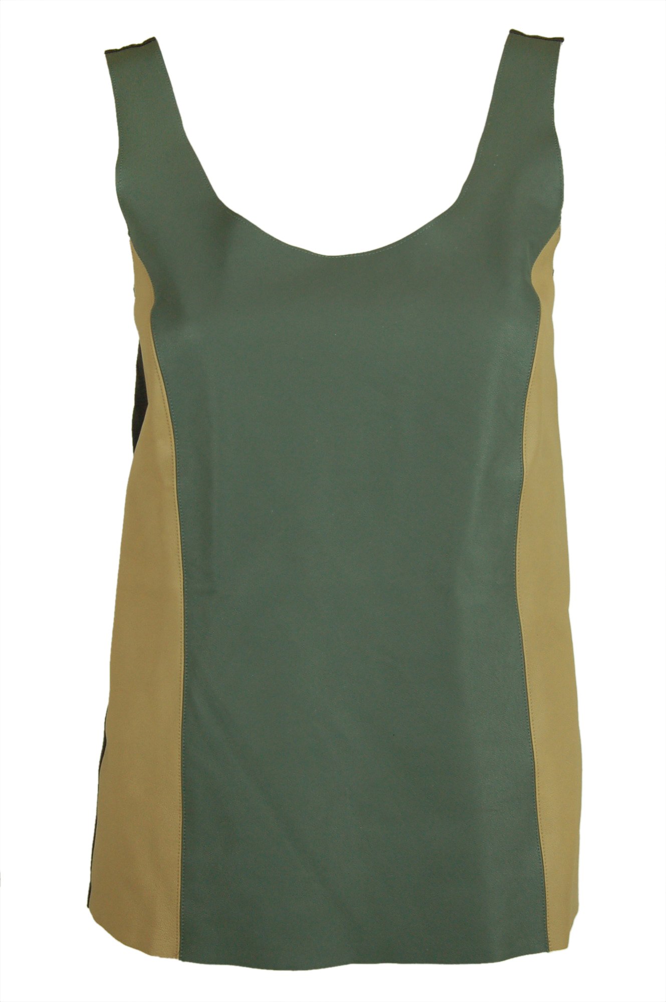 Michael Stars Women's Colorblock Leather Front Tank Top - Stylish Casual & Layering Essential for Summer Outfits, Beachwear, and Everyday Fashion