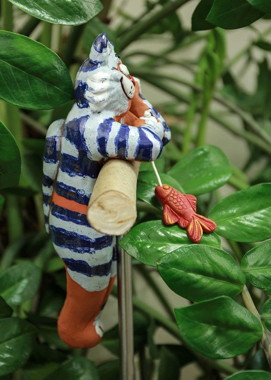 Handmade Frostproof Ceramic Cat Lawn Stake - Unique Outdoor Garden Statue Decor for Women & Men - Perfect Gift for Garden Lovers - Ideal for Yard, Patio, and Flower Bed Decoration