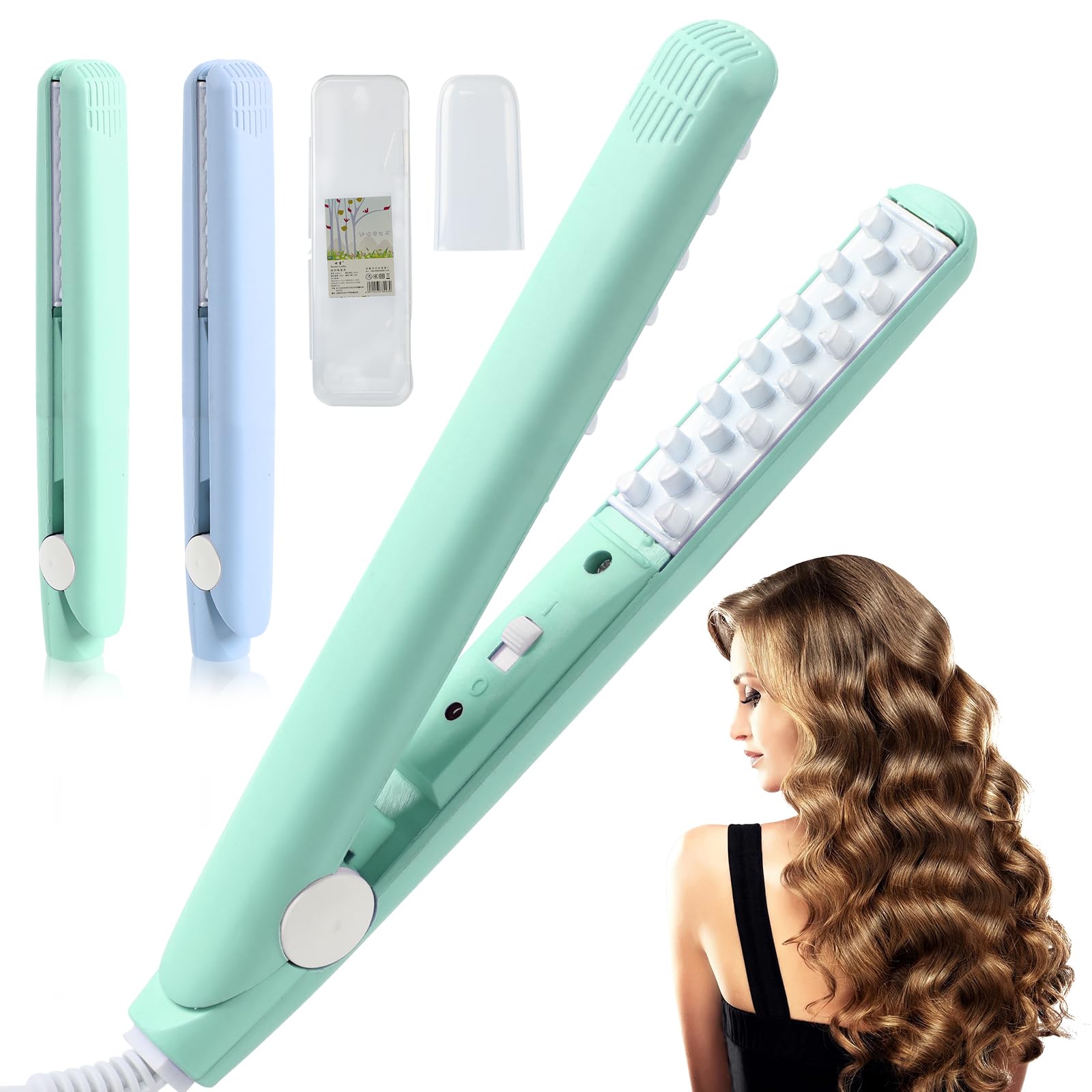 Mini Dual Purpose Curling Iron & Wand - 2-in-1 Travel Hair Curler for Short & All Hair Types with Root Volumizing - Green | Perfect for Home Styling, Travel & On-the-Go Touch Ups
