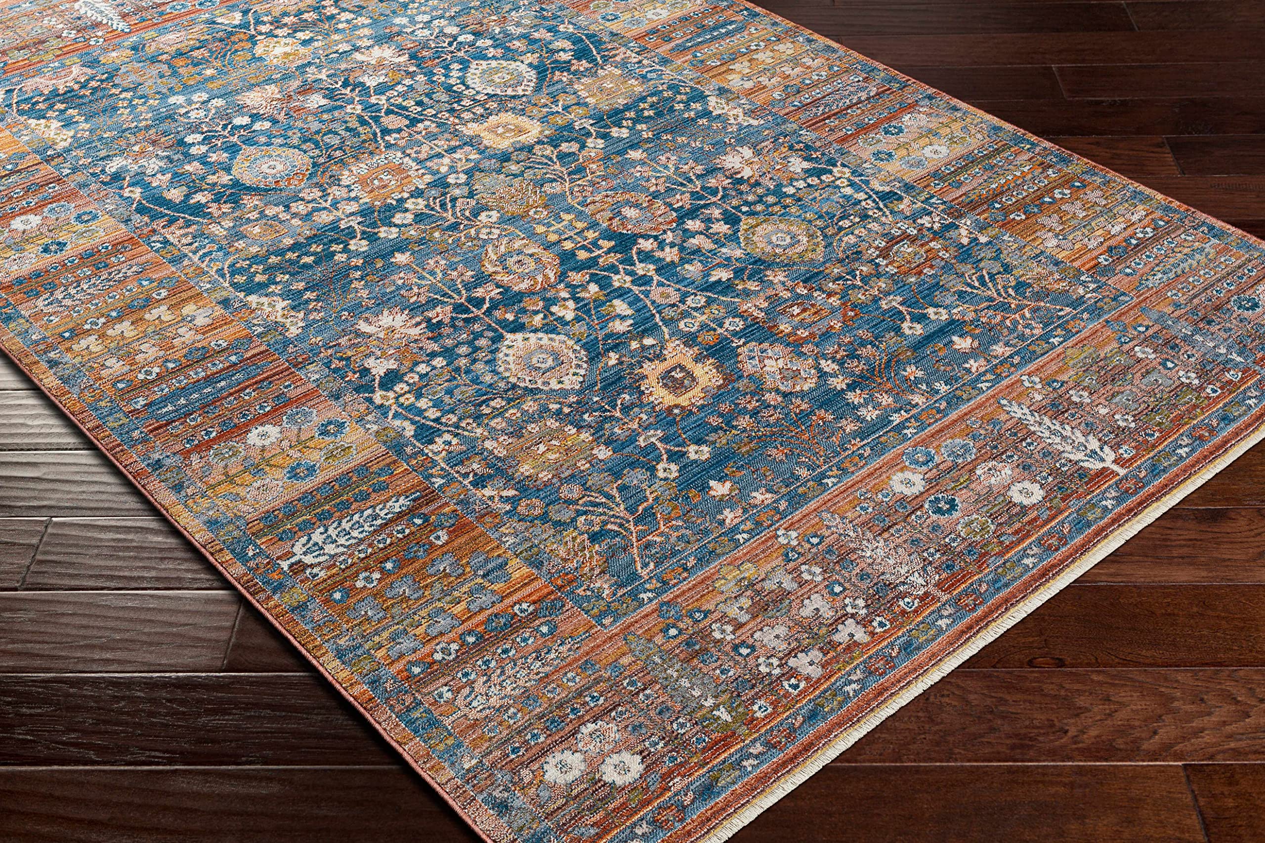 Premium Hauteloom Devrekani Traditional Area Rug - Navy, Denim, Rust - 8'10