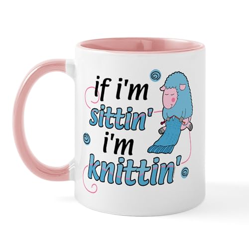 White/Pink Inside - Knitting Sitting Sheep Mug