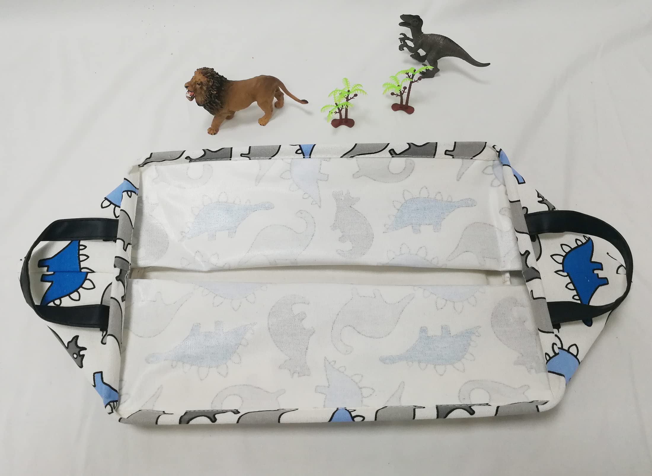Waterproof Canvas Storage Bin with Handles - Rectangular Toy Box, Nursery Hamper & Organizer for Home & Office - Perfect for Clothes, Books & Toys (Blue Dinosaur Design) | Ideal for Kids' Rooms, Playrooms & Closet Organization