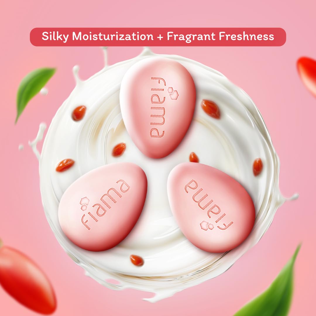 Fiama Moisturizing Soap Bar with Japanese Hokkaido Milk & Goji Berry - Pack of 3 | Non-Sticky, Deep Hydration for Soft Skin | Enriched with Vitamin F & Natural Fragrance | Perfect for Daily Shower & Spa Relaxation