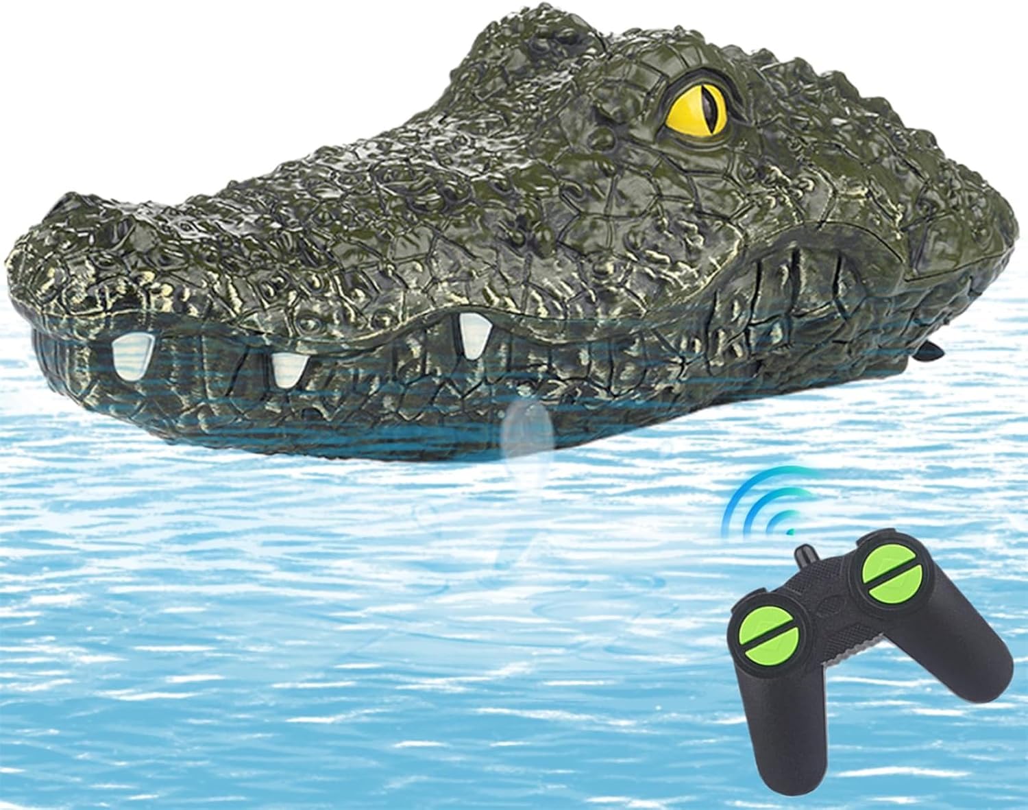 2.4GHz Remote Control Alligator Head Boat - 4-Way Floating Crocodile Toy for Pools & Lakes | Fun Swimming RC Alligator for Kids & Adults | Perfect Outdoor Pond Decoration & Water Game Prop