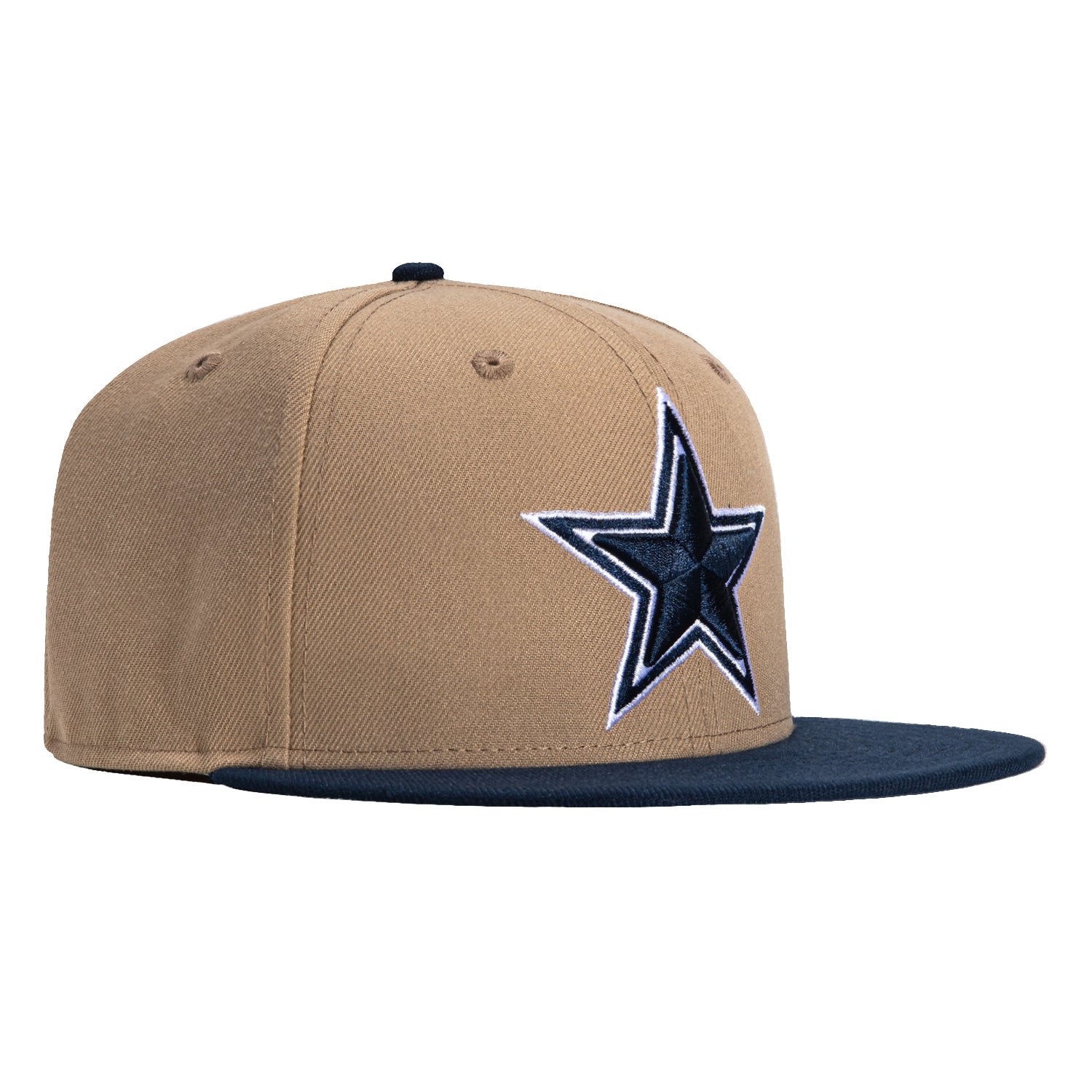 New Era 59Fifty Dallas Cowboys Snapback Hat - Khaki & Navy Blue Adjustable Baseball Cap for Men - Perfect for Football Games, Tailgating, and Cowboys Fan Gear