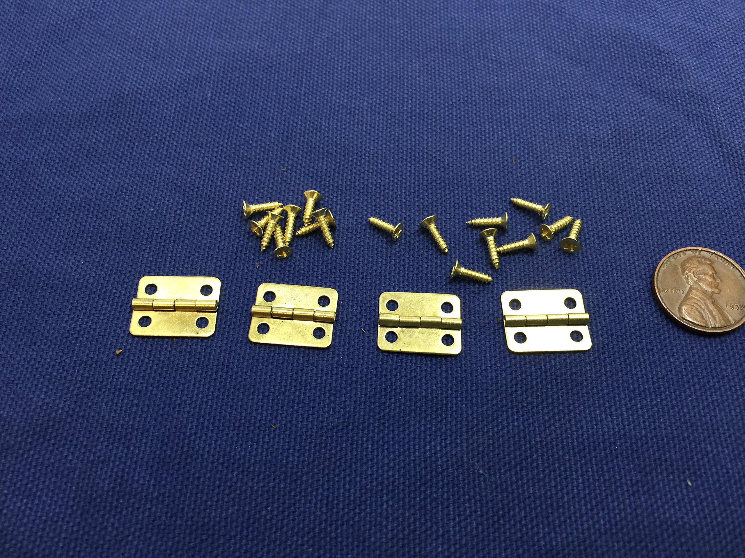 4 Pieces Gold Mini Hinges for Cabinet Closet & Dollhouse - Small Wood Door Butt Hinges (M01152 B7) - Perfect for DIY Furniture, Tiny House Projects & Miniature Woodworking