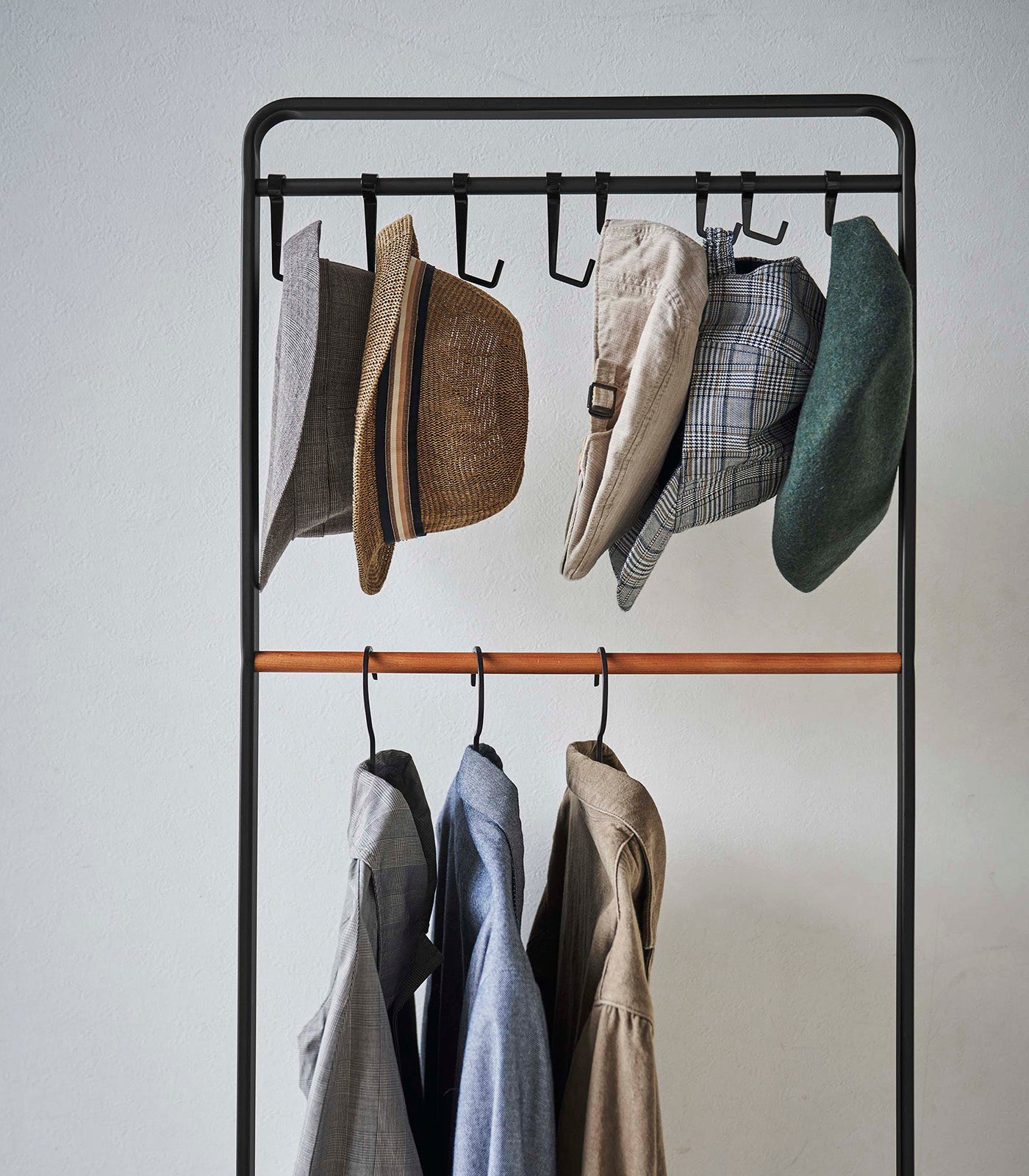Sturdy 66-Inch Coat Rack with Hat Storage - Steel & Wood Hanging Organizer for Entryway, Bedroom, or Mudroom Organization