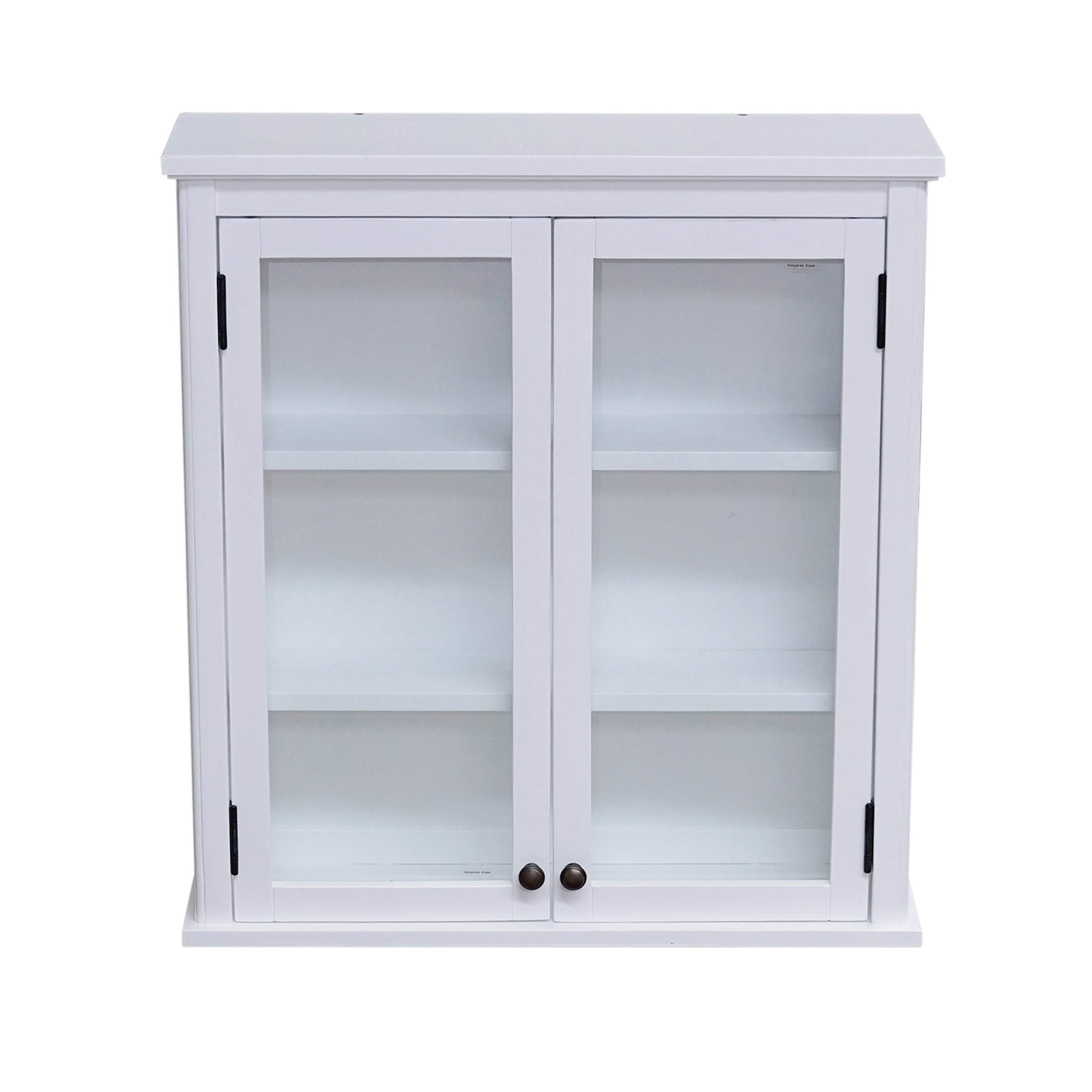 Alaterre Dorset Wall Mounted Bathroom Storage Cabinet with Glass Doors - White - 27