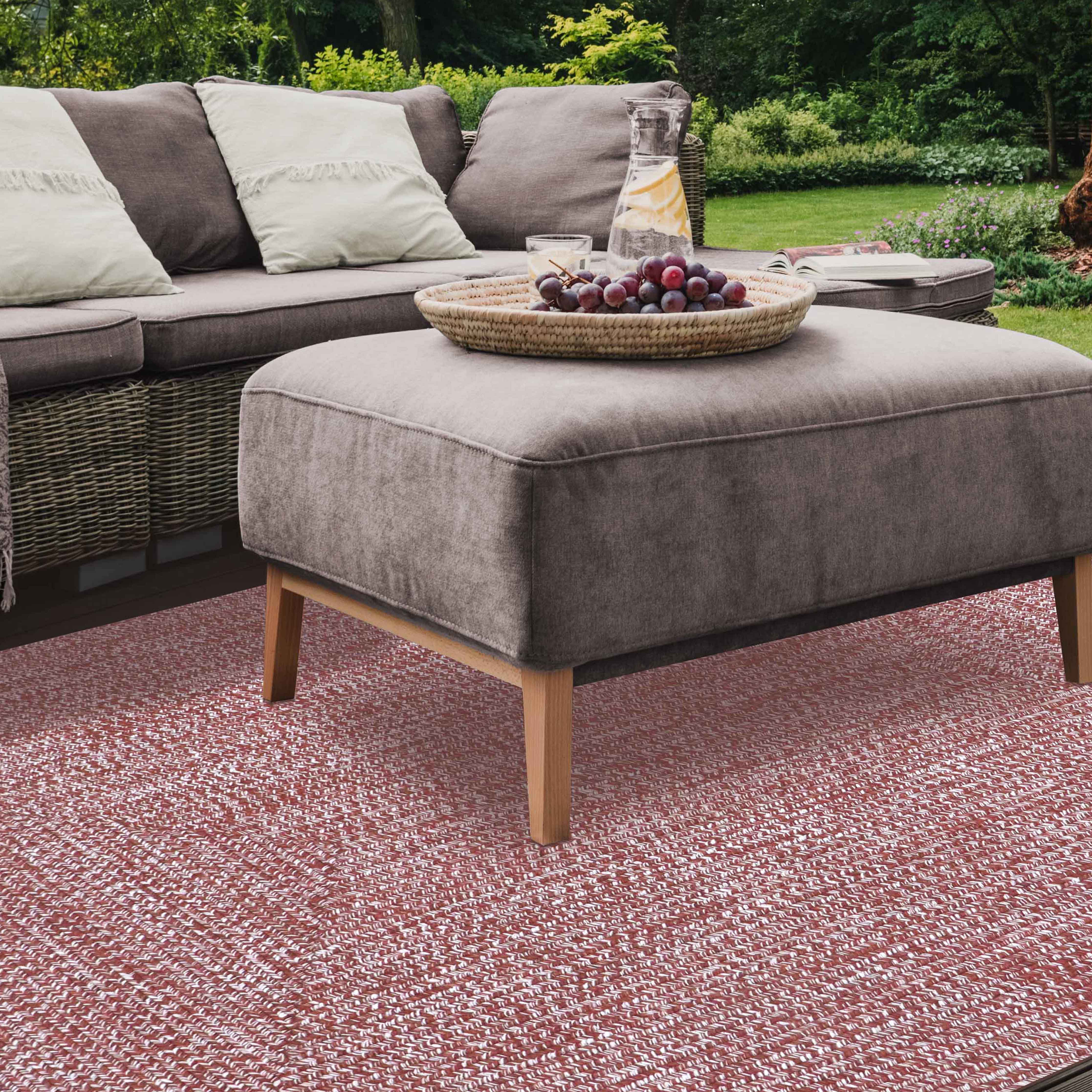 Two-Toned Braided Bohemian Area Rug - Indoor/Outdoor Use for Living Room, Bedroom, Patio & Deck - Soft & Durable Home Decor