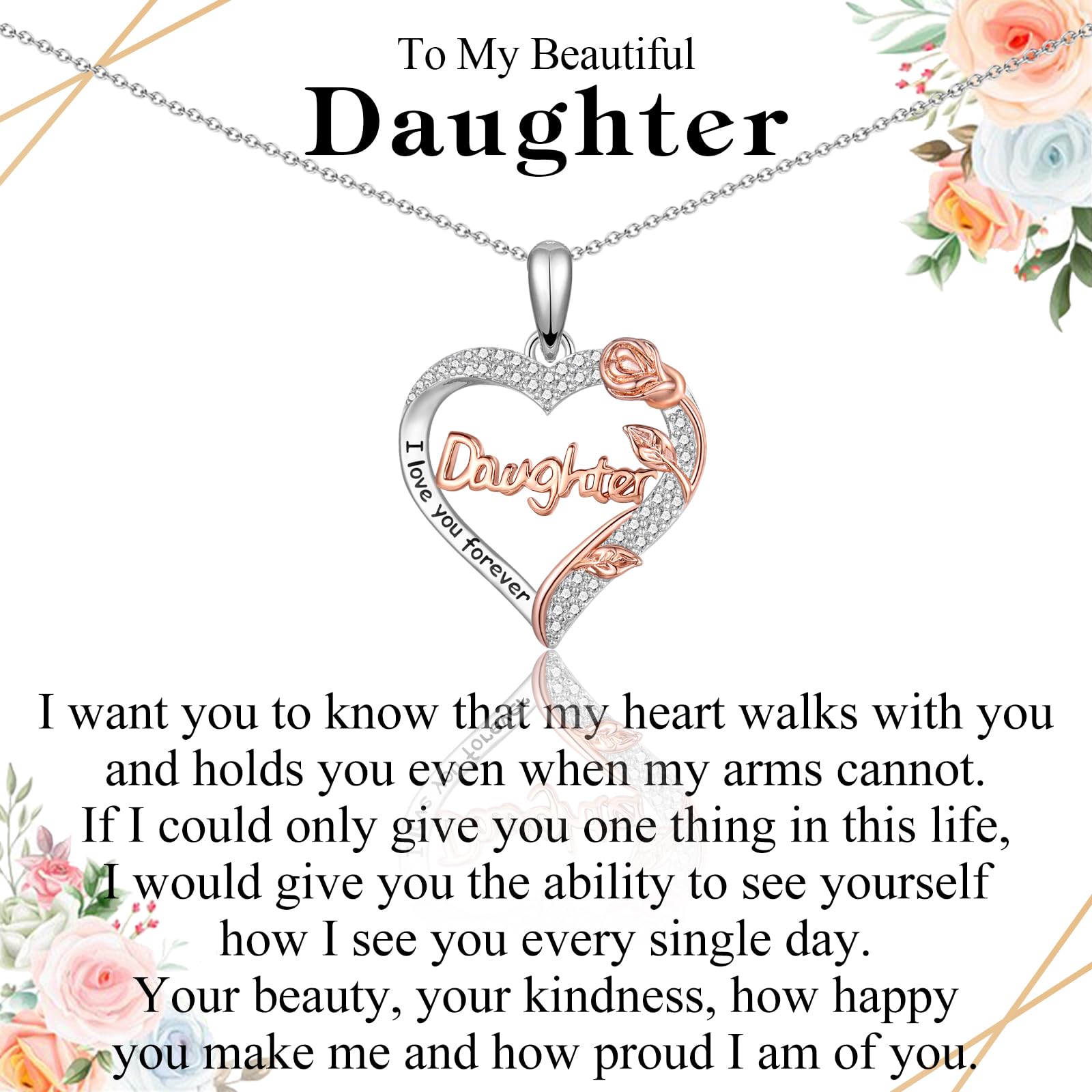 Nana Mom Daughter Necklace - Rose Heart Pendant Jewelry Gift for Grandma, Mother & Daughter | Birthday, Christmas, Wedding, Retirement Present for Women & Teen Girls | Perfect for Family Reunions, Mother's Day & Special Occasions