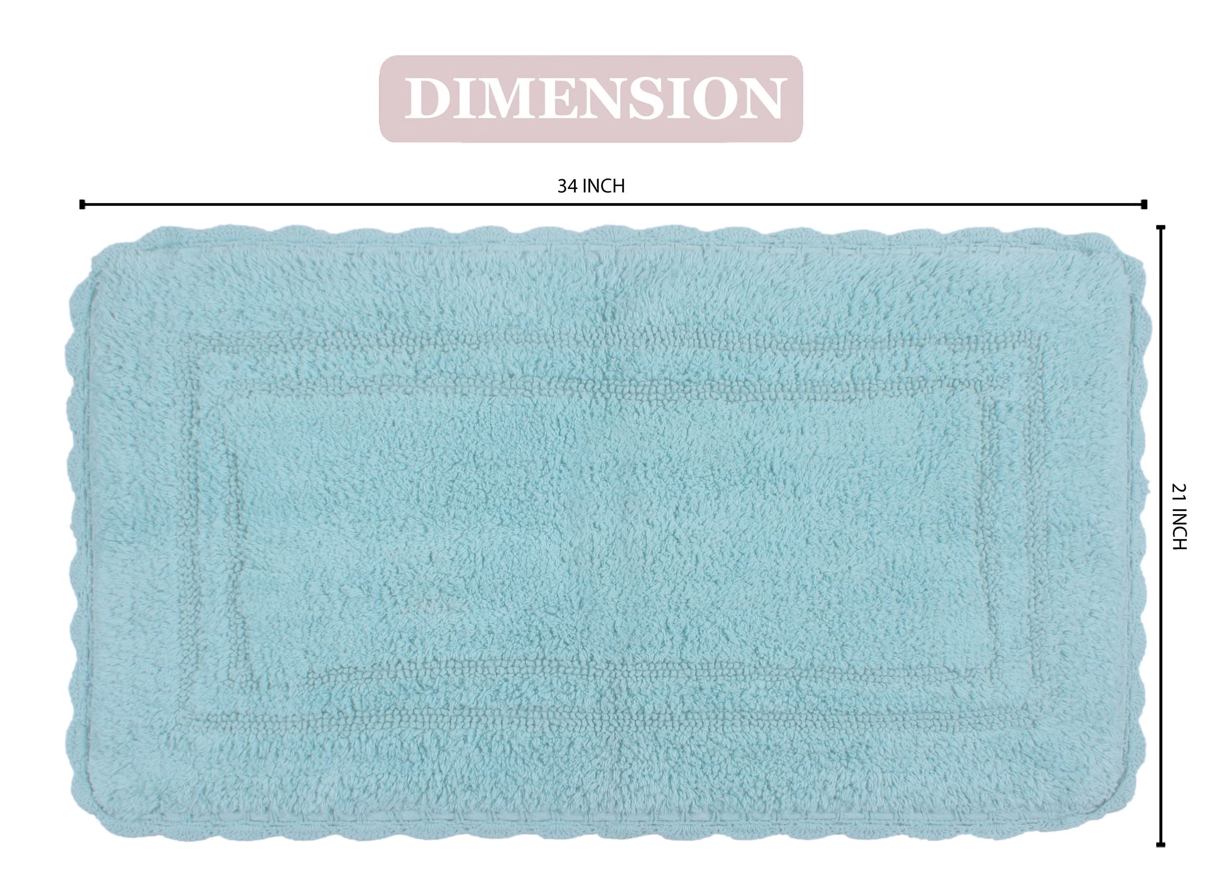 Home Weavers Reversible 100% Cotton Bath Mat Set - Ultra Soft Absorbent Non-Slip Bathroom Rug & Kitchen Mat (21