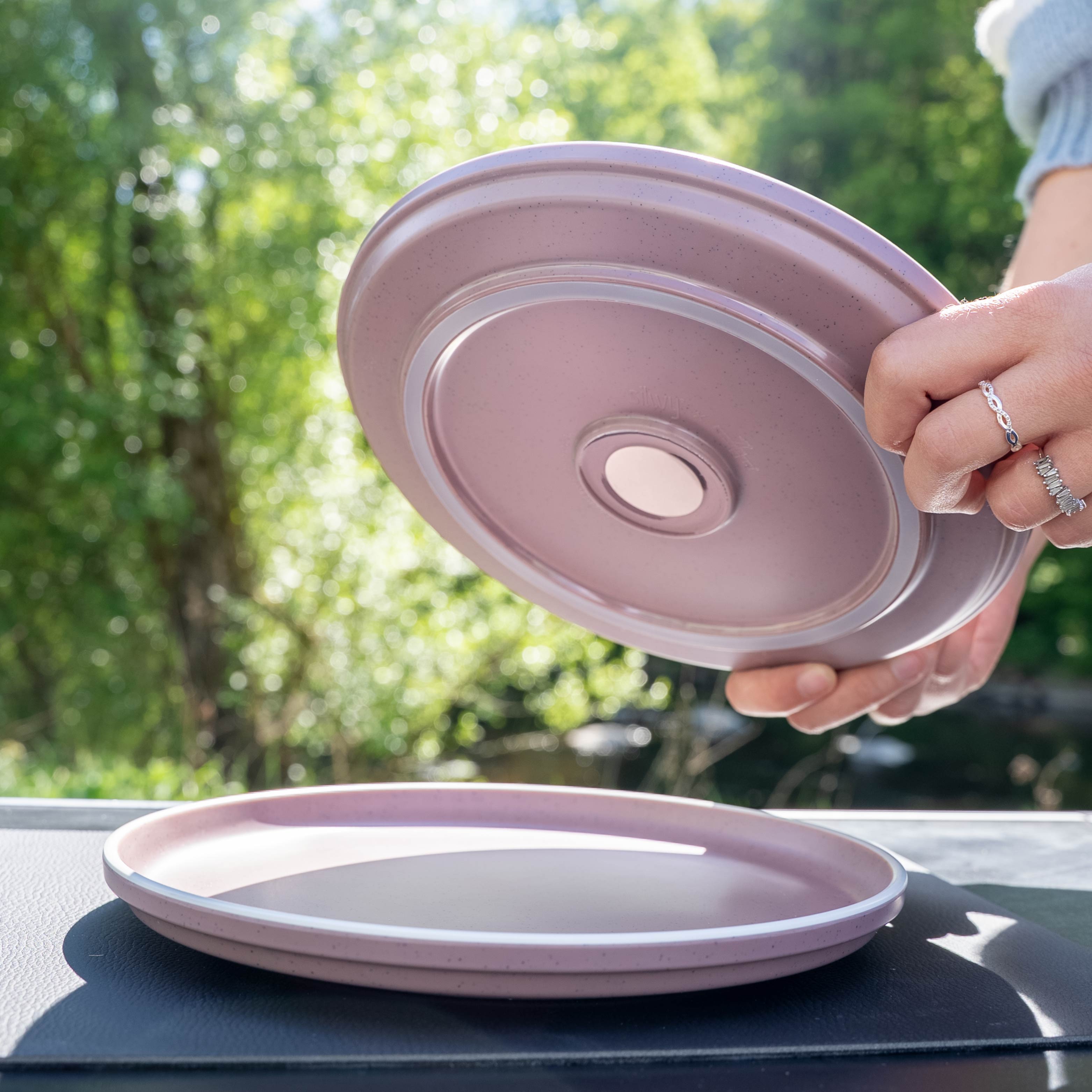 Premium Plastic Plates Set - 25cm Dolomite Rose Color, Durable & Stylish for Parties, Picnics, and Outdoor Dining