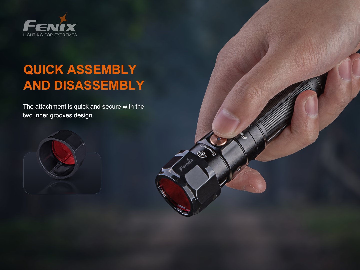 Fenix AOF S+ V2 Red Filter Adapter for Tactical Flashlights - Perfect for Hunting, Camping & Night Vision Protection