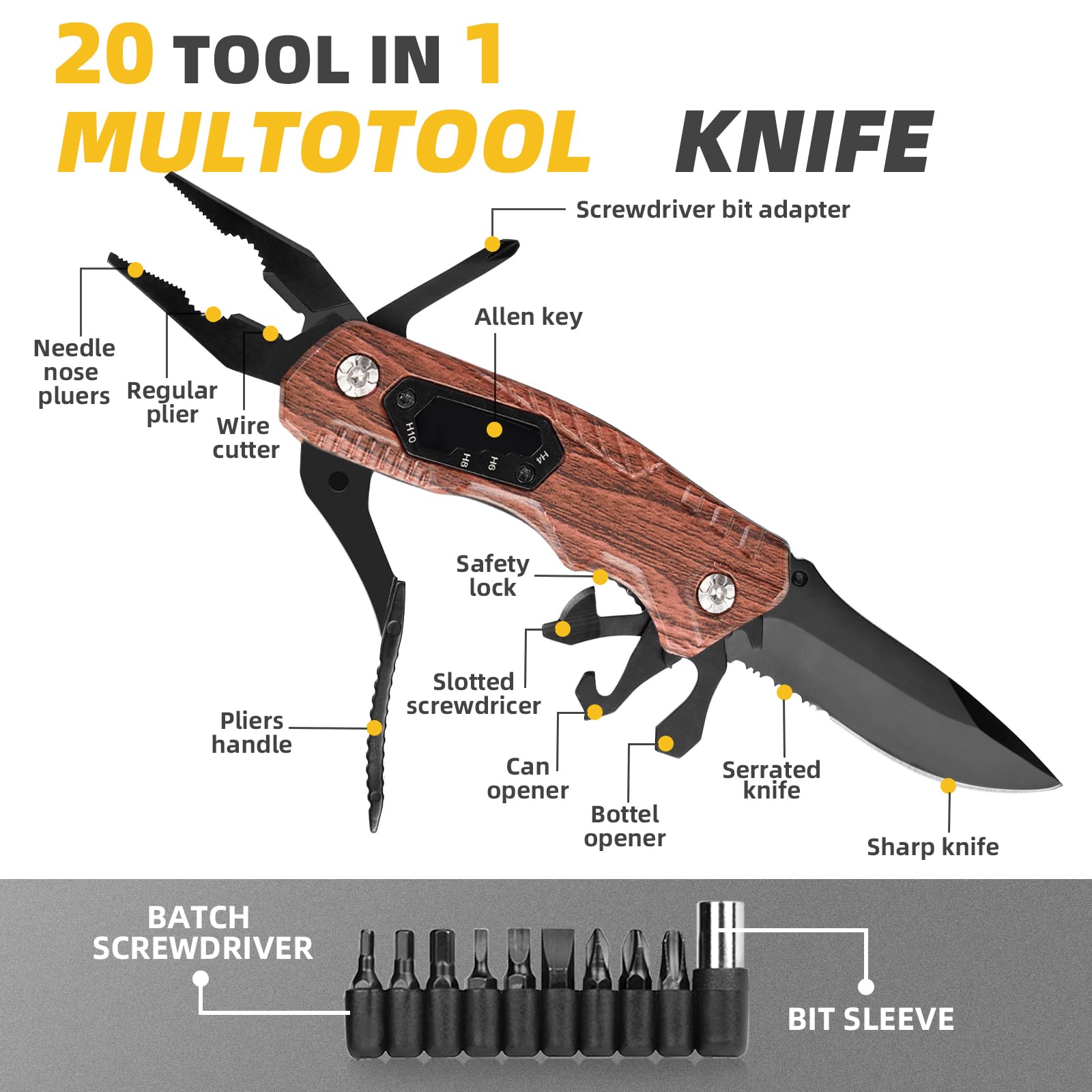 Best Pocket Knife Multitool for Men - Perfect Gift for Dad, Husband, Boyfriend - Christmas, Birthday, Anniversary Present - Outdoor Survival & Camping Essential Gear for Hiking, Fishing, and Emergency Preparedness