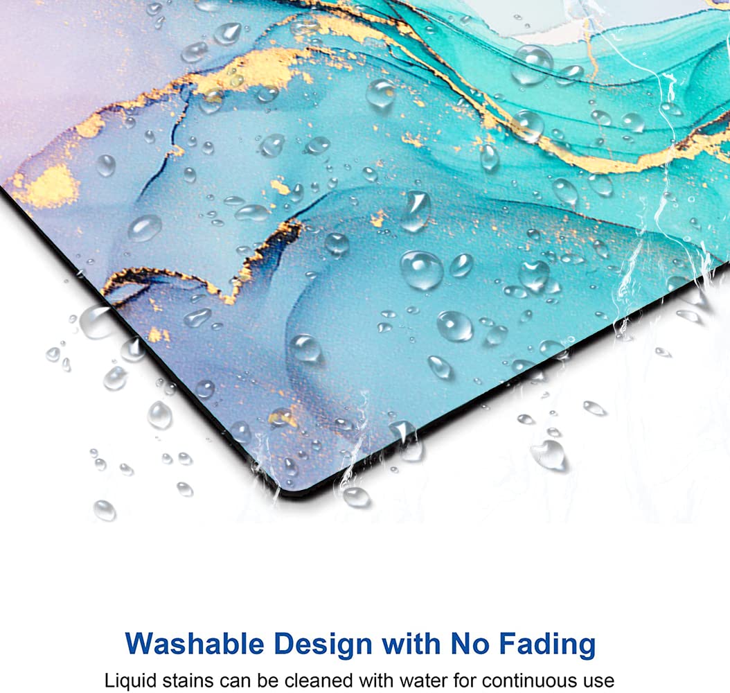 Cyan Blue Marble Mouse Pad - Non-Slip Rubber Base Washable Square Cloth Mousepad for Office, Laptop & Computer Desk | Perfect for Gaming, Work & Home Office Use