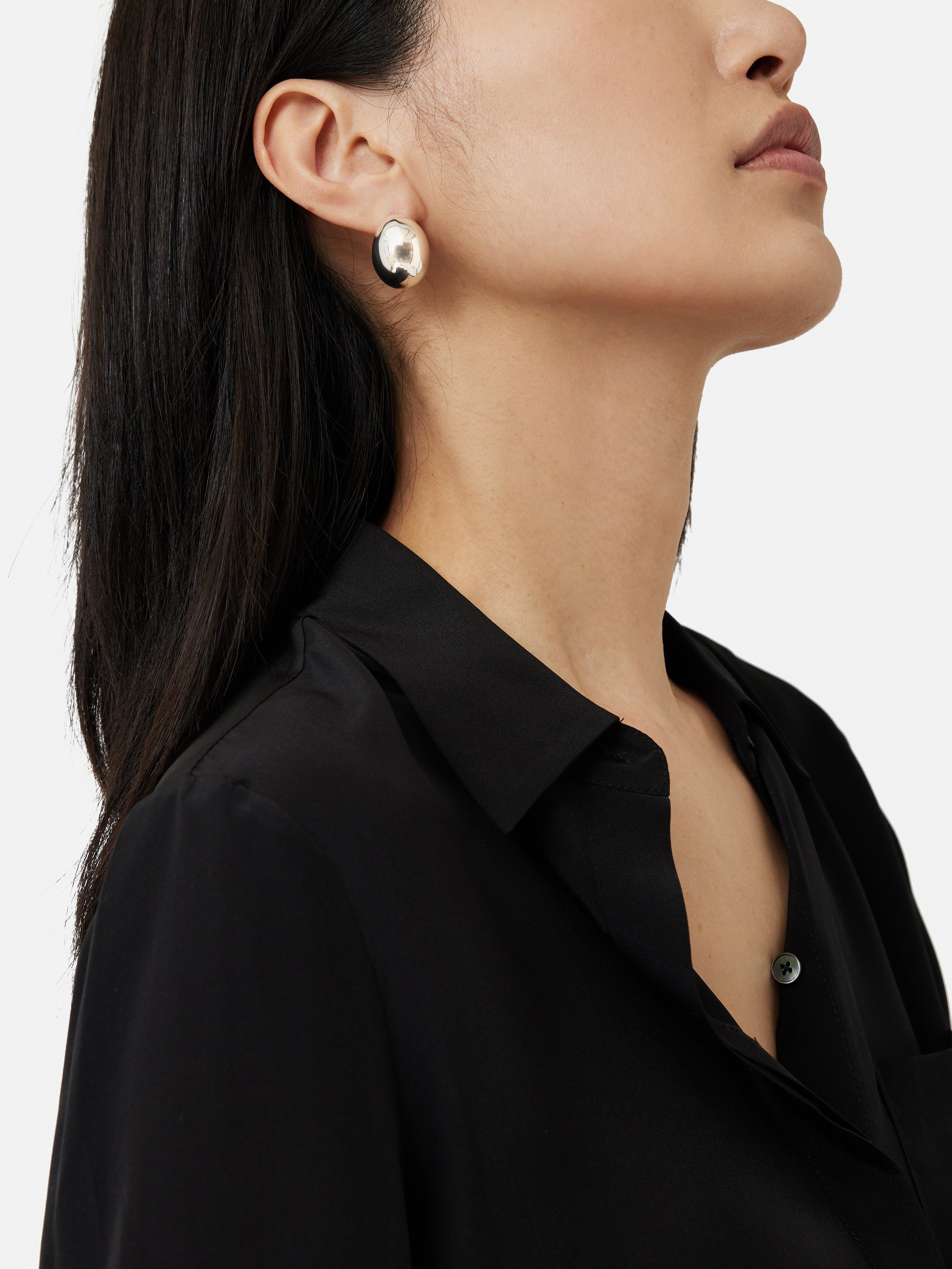Chunky Dome Earrings for Women - Sterling Silver Statement Hoop Earrings - Perfect for Parties, Weddings & Everyday Wear