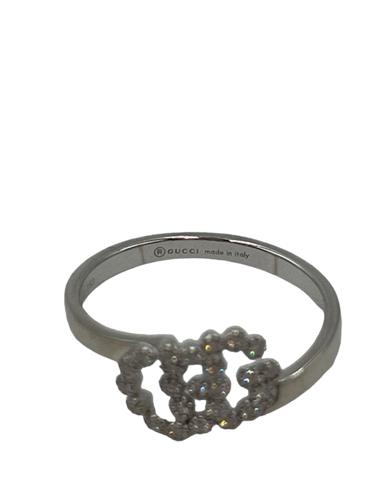 Gucci GG Running White Gold Diamond Ring for Women - Size 6, Luxury Fashion Jewelry Gift for Her - Perfect for Weddings, Parties & Special Occasions