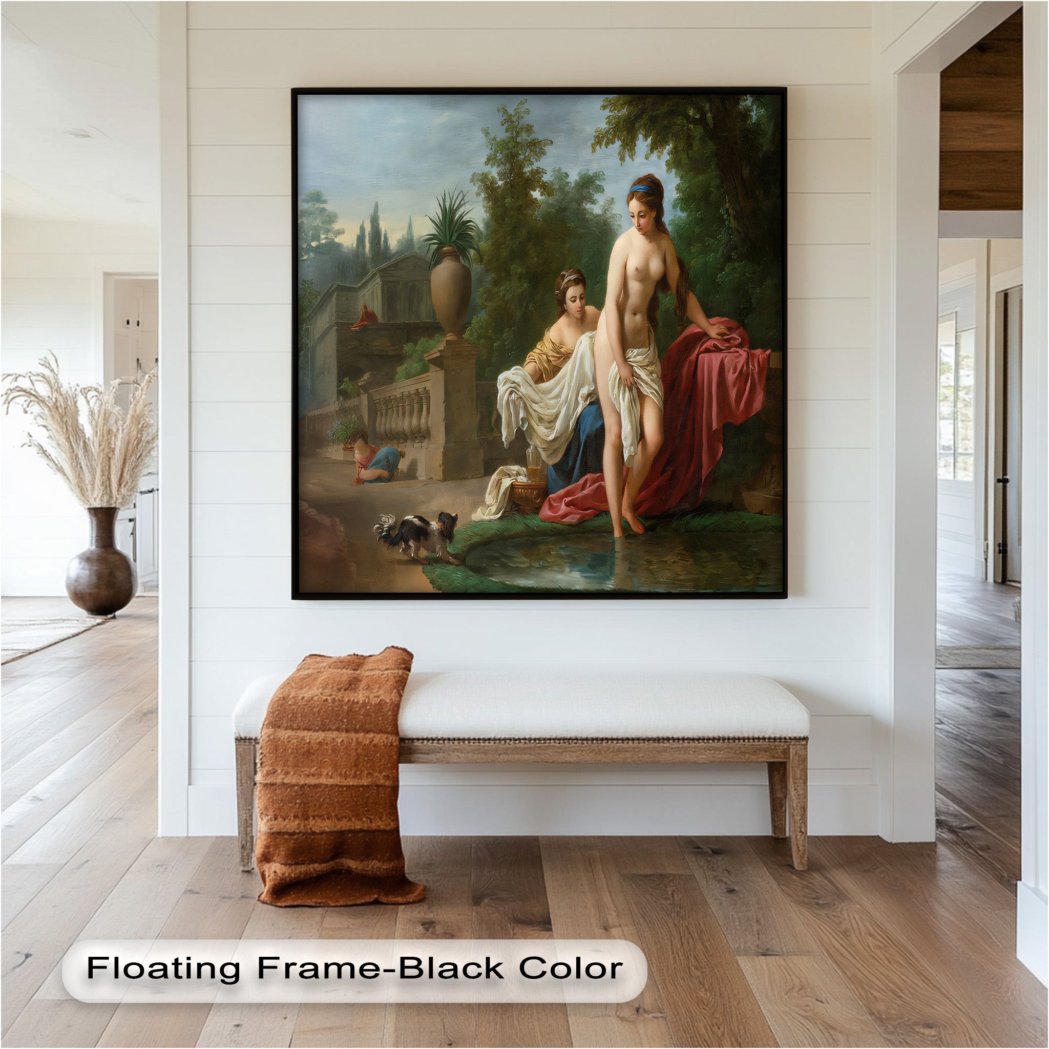 Neoclassical Elegance Oil Painting - Garden Bathing Scene Artwork for Home Decor & Living Room Wall Art