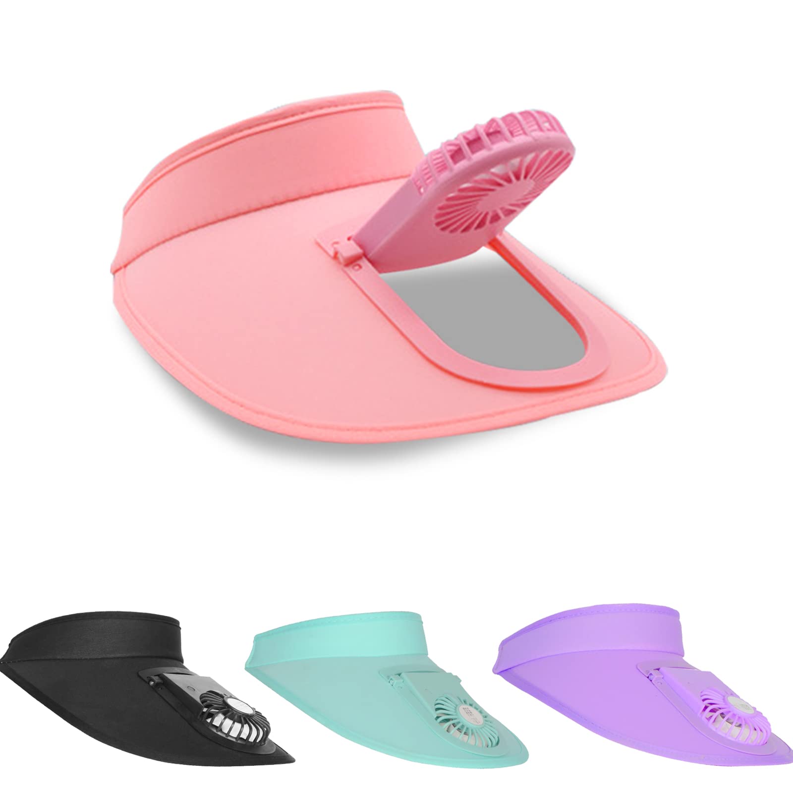 Women's Sun Visor Hat with Built-in Cooling Fan - UV Protection Outdoor Sports Hat for Running, Golf, Hiking & Beach Activities