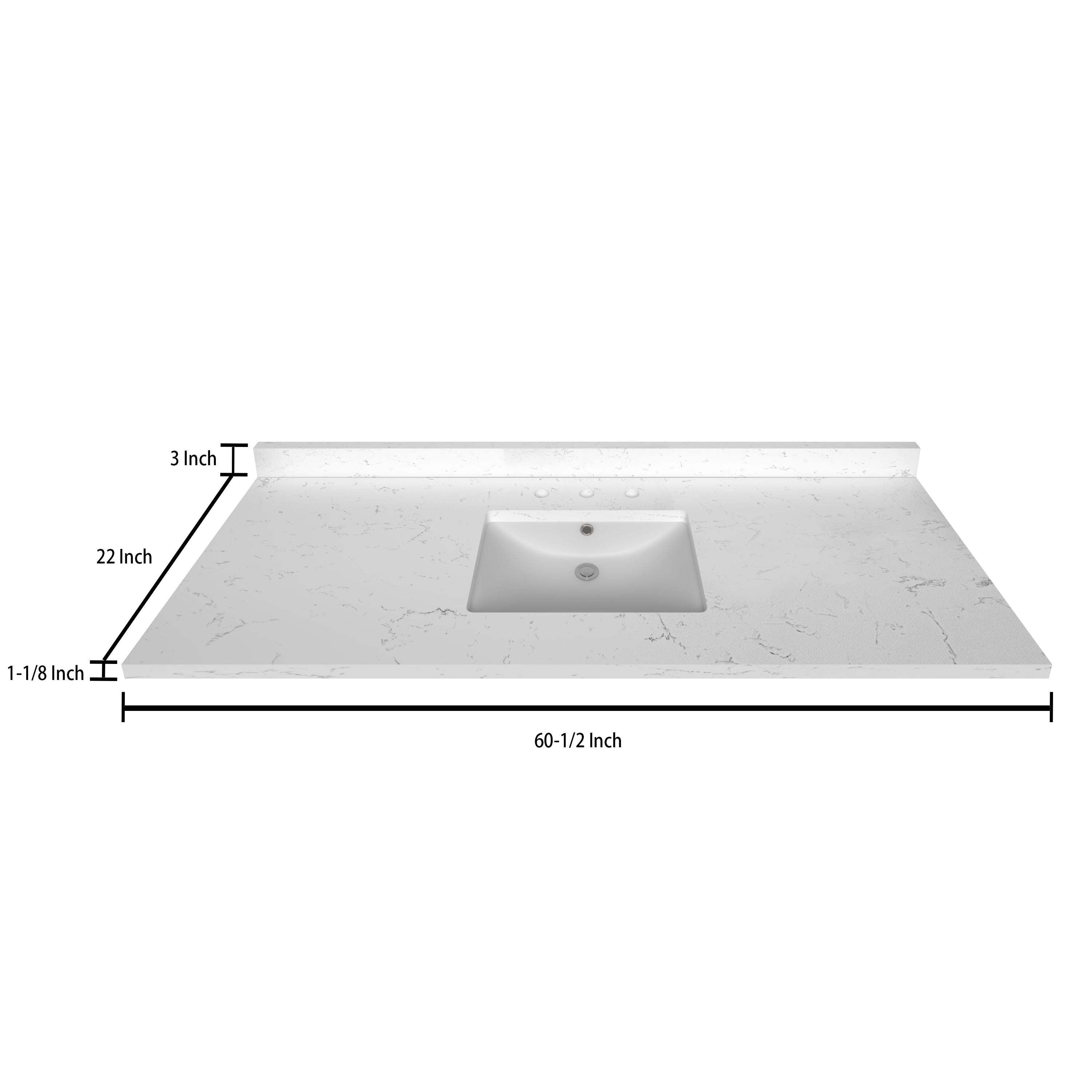 Premium Carrara White Quartz Countertop - 60.5