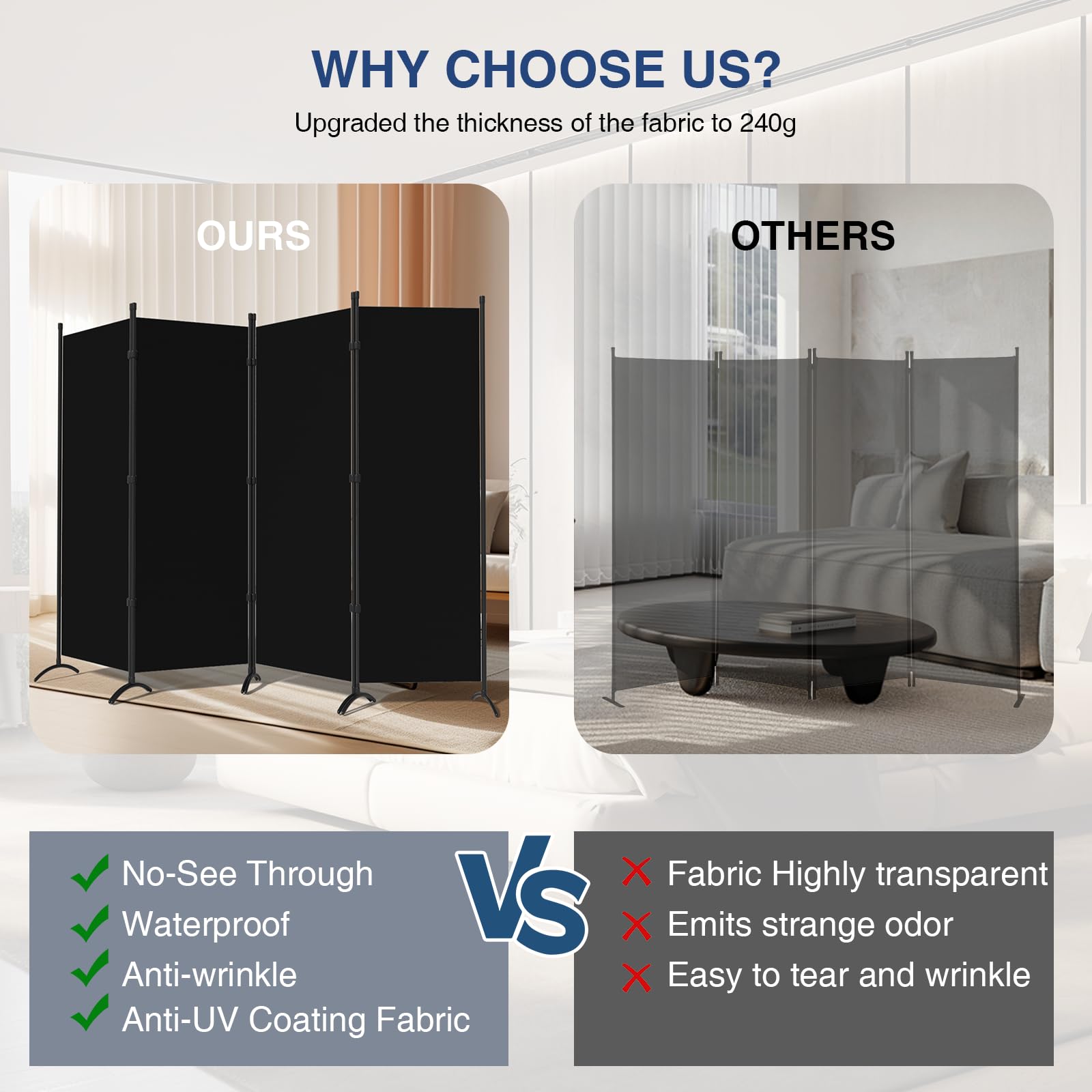4 Panel Folding Room Divider Screen - 84