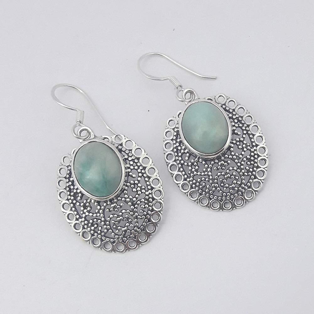 925 Sterling Silver Larimar Drop Earrings for Women - Elegant Dangle Jewelry for Bridesmaids & Mother's Day Gifts