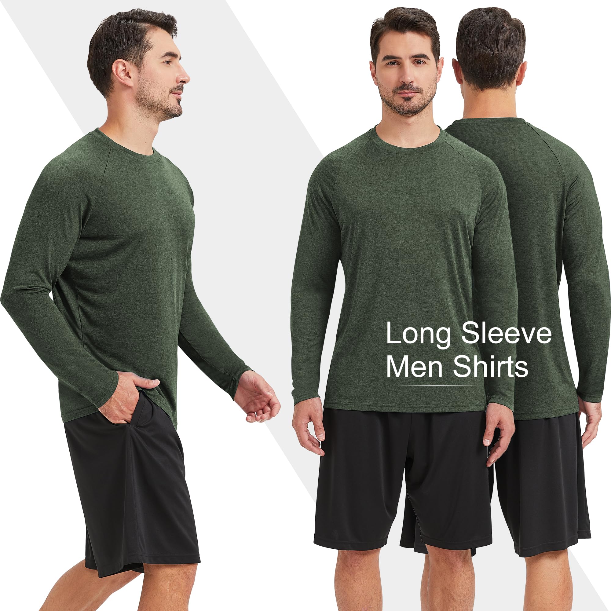 4-7 Pack Men's Quick Dry Moisture Wicking Long Sleeve Shirts - Breathable Workout Tees for Running, Gym & Outdoor Activities