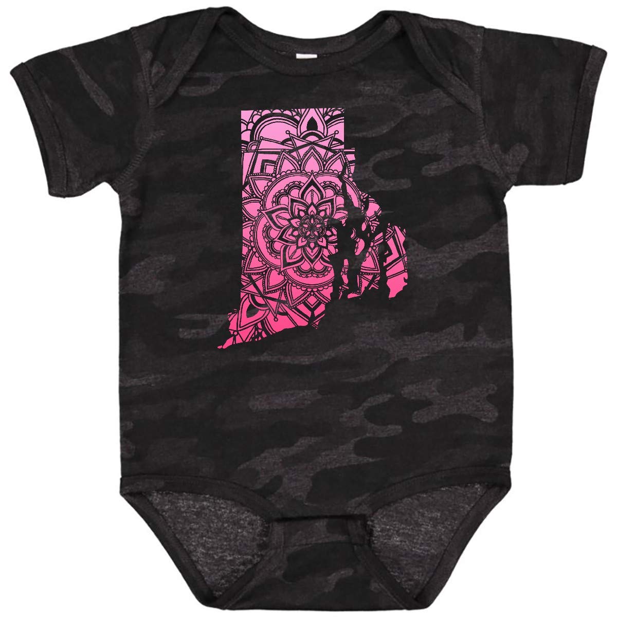 Inktastic Rhode Island Silhouette Mandala Baby Bodysuit - Soft Cotton Onesie for Newborns & Infants - Perfect for Family Outings, Photo Shoots & Casual Wear
