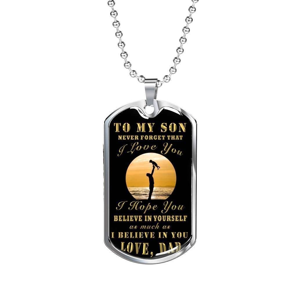 Son Dog Tag Necklace - Personalized 'I Believe In You' Military Style Gift for Boys & Men | Perfect for Graduation, Father's Day & Special Occasions