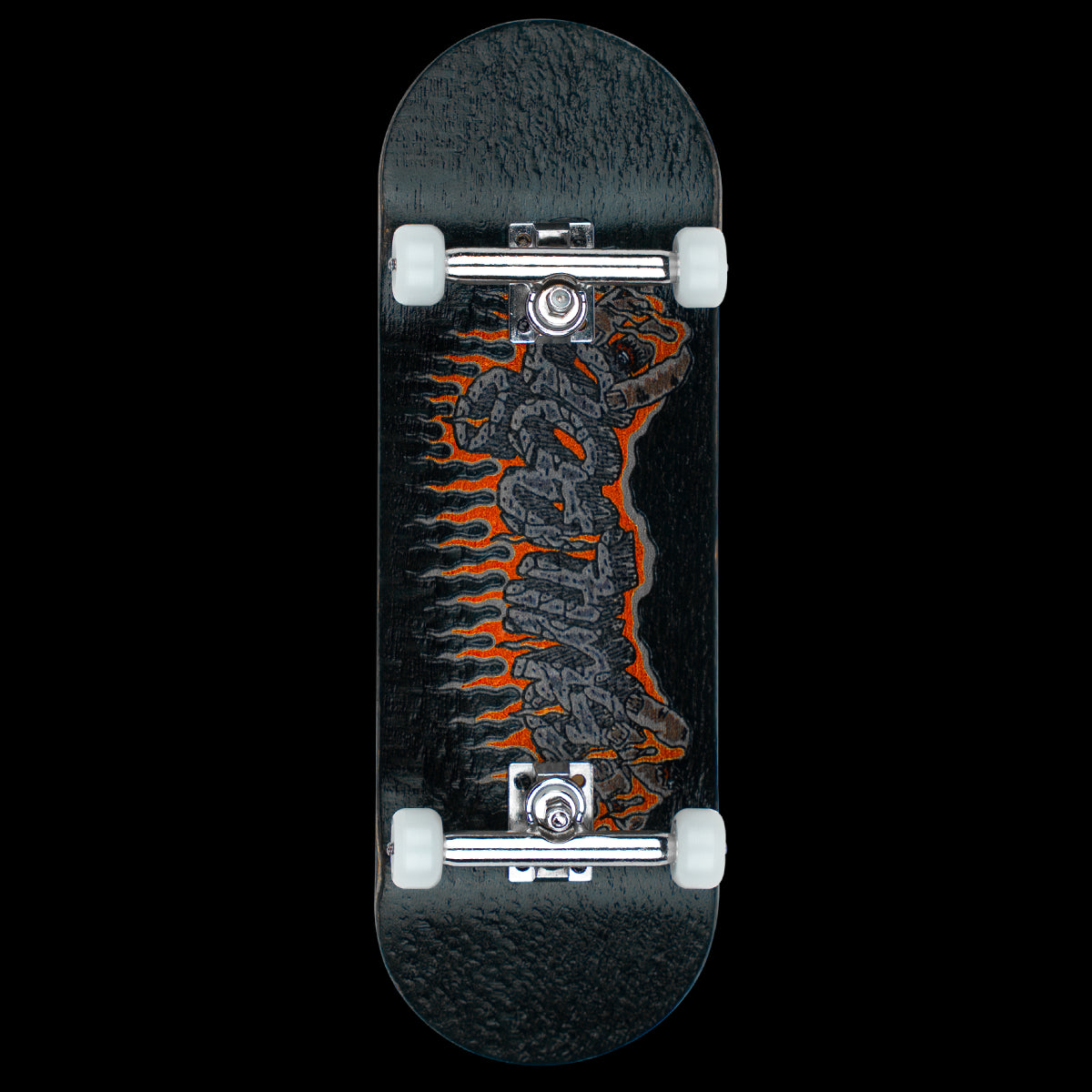 BullGod Premium Fingerboard Complete - Professional Skateboard Fingerboard with Flaming Hands Design - Perfect for Skateboarding Enthusiasts & Collectors - Great for Gifts, Office Desk Toys & Stress Relief