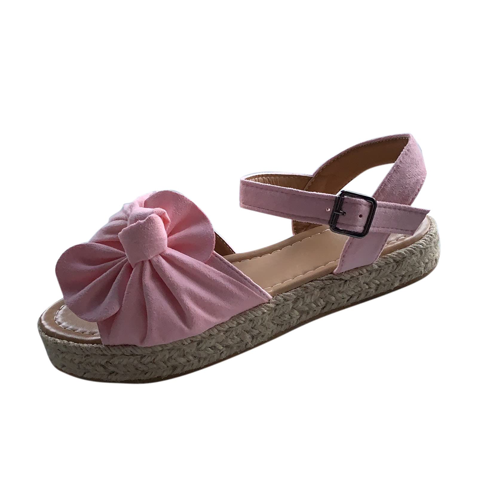 HIBANIL Women's Casual Summer Wedge Sandals with Bowknot Lace-Up Design - Comfortable Slip-On Heeled Sandals for Beach, Vacation & Everyday Wear