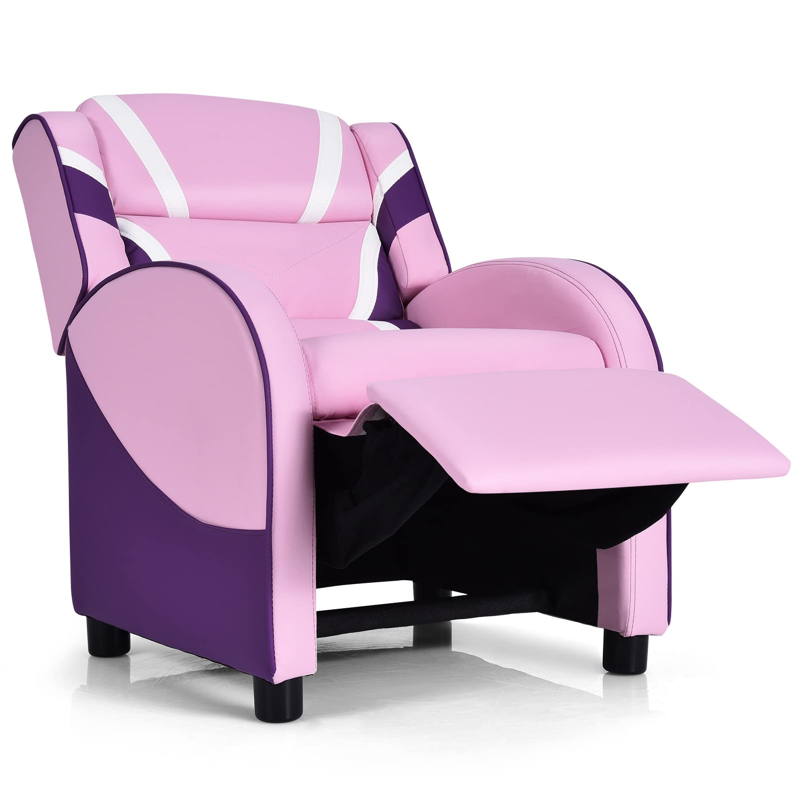 ARLIME Kids Recliner Chair - Adjustable PU Leather Lounge Chair with Footrest, Armrests & Lumbar Support - Comfortable Toddler Sofa for Boys & Girls (Pink) - Perfect for Reading, Gaming & Relaxing in Bedroom or Playroom