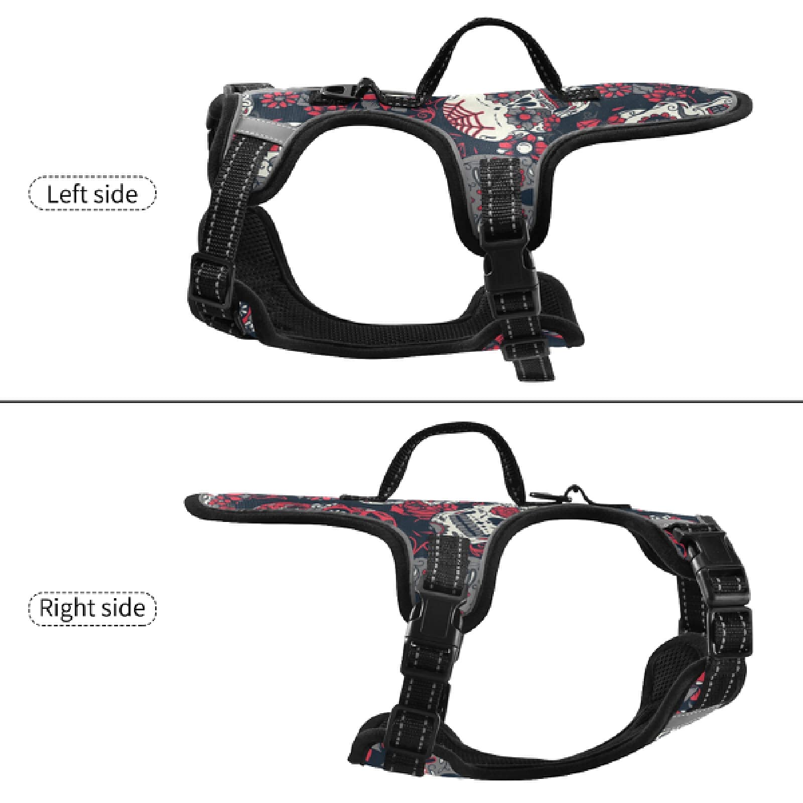 Xigua Skull Dog Harness - No Pull Reflective Pet Vest for Small & Medium Dogs with Nylon Handle | Breathable & Durable for Walking, Running & Outdoor Adventures