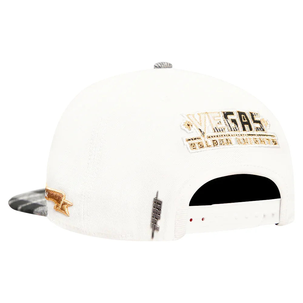 Pro Standard Vegas Golden Knights Unisex Plaid Snapback Hat - White Wool Brim, Adjustable Fit for Men & Women - Perfect for Sports Fans, Game Day, and Casual Outfits