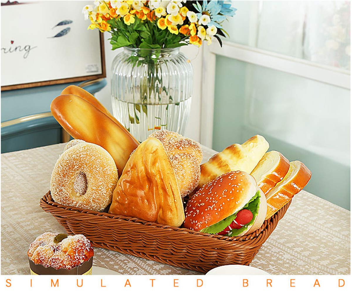 Zzooi Artificial Simulated Sliced Bread - 3PCS Realistic Fake Bread Slices for Home Decor, Photography Props, and Kitchen Display