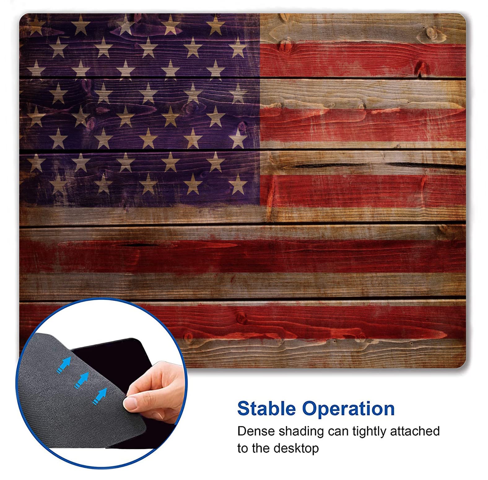 Custom American Flag Wooden Gaming Mouse Pad - Non-Slip Rubber Base for PC & Laptop | Perfect for Gamers, Office Work & Home Use