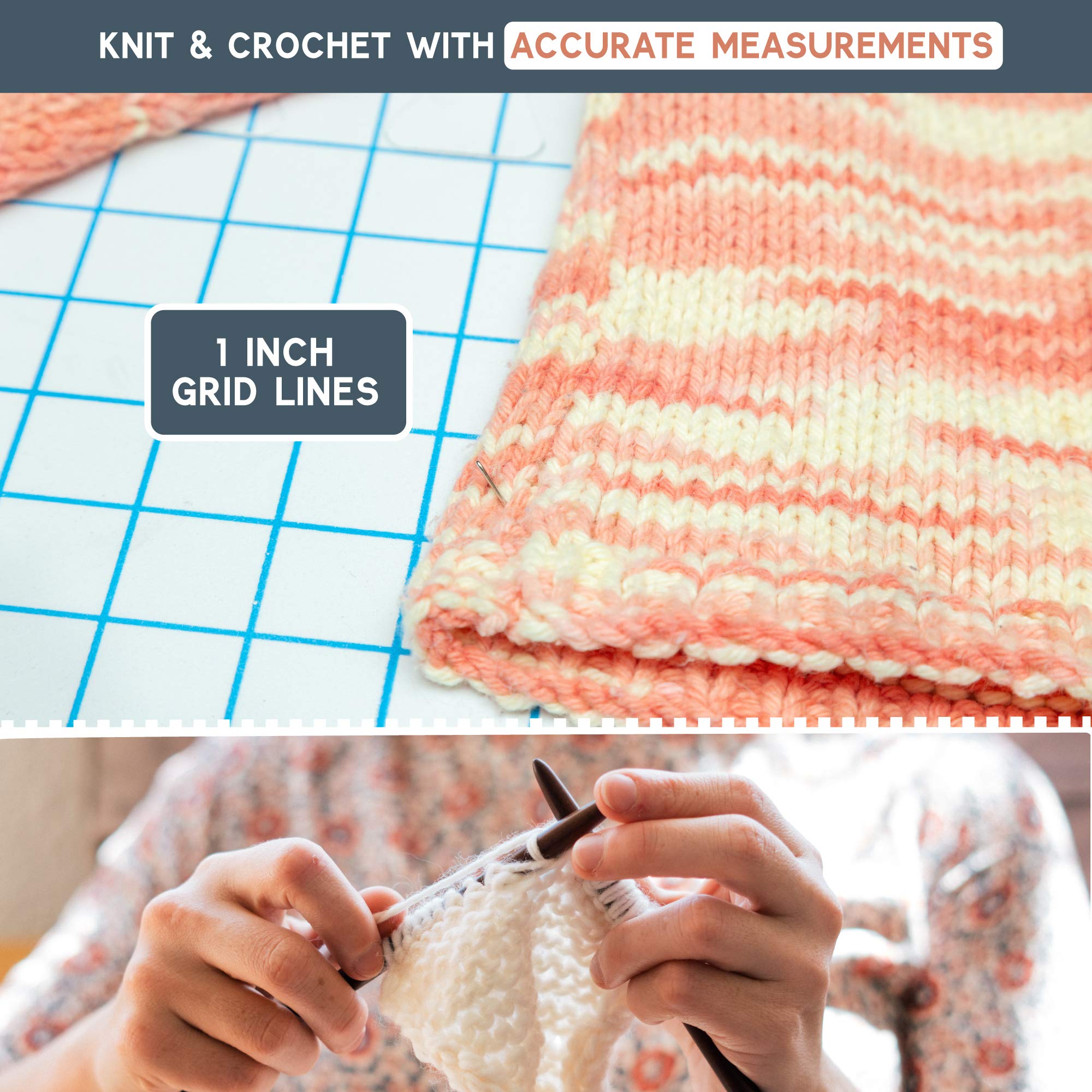 Crutello Extra Thick Knitting Blocking Mats - 9-Pack White Blocking Boards with Grids for Needlework & Crochet Projects | Includes Measuring Tape & 150 T-Pins | Perfect for Blocking Shawls, Sweaters & Handmade Fiber Arts