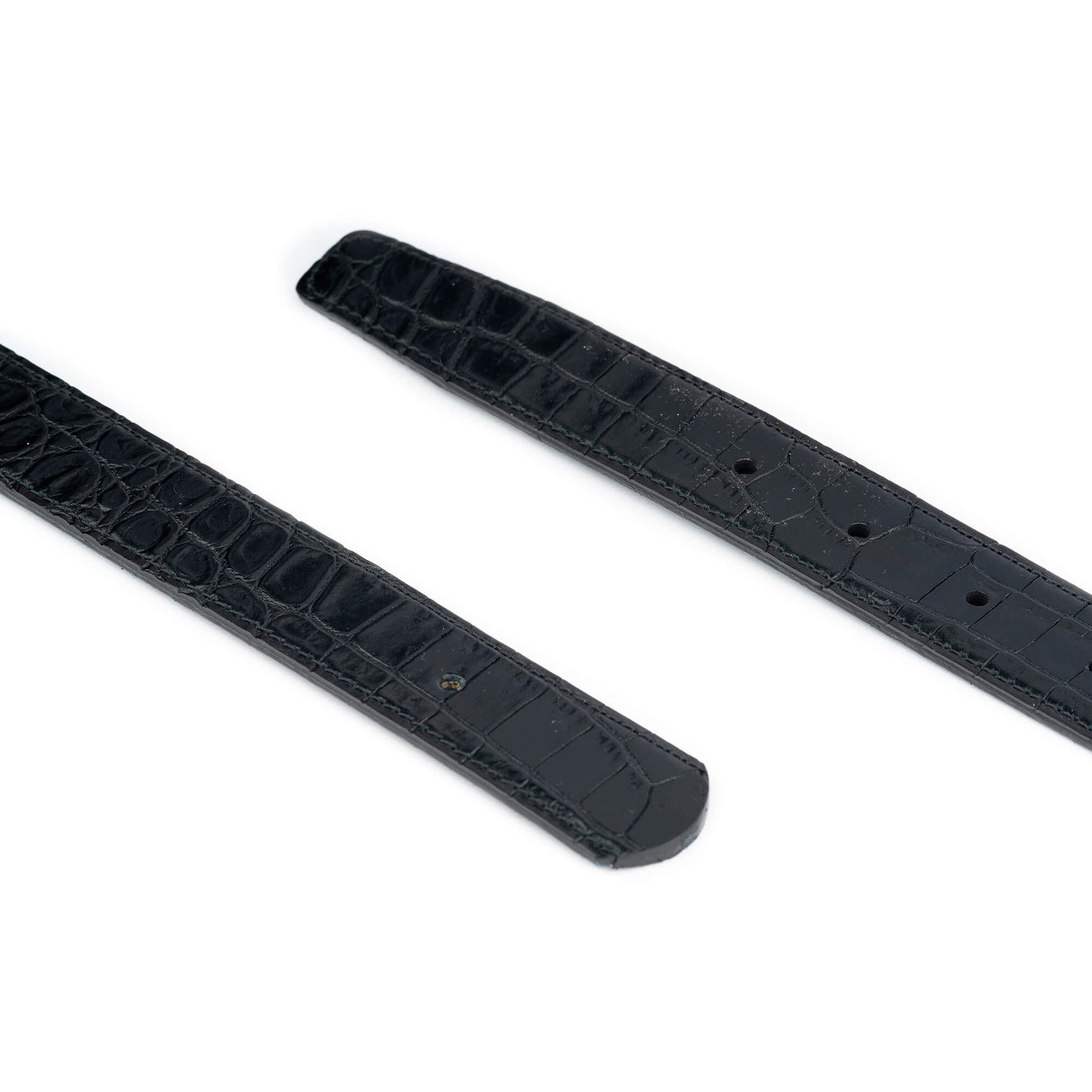 Ferragamo Belt Strap - 30mm Black Crocodile Embossed Leather Replacement Band for Buckles | Perfect for Dress Belts, Formal Attire & Luxury Fashion Accessories