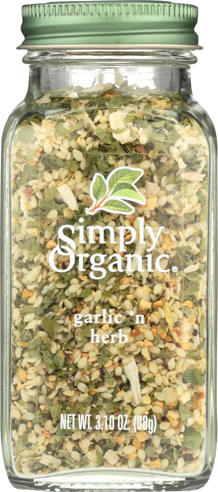 Simply Organic Garlic 'N Herb Seasoning - Certified Organic, 3.1 oz (Pack of 12) | All-Natural Spice Blend for Cooking, Baking & Grilling | Perfect for Pasta, Pizza, Roasted Vegetables & Meat Seasoning