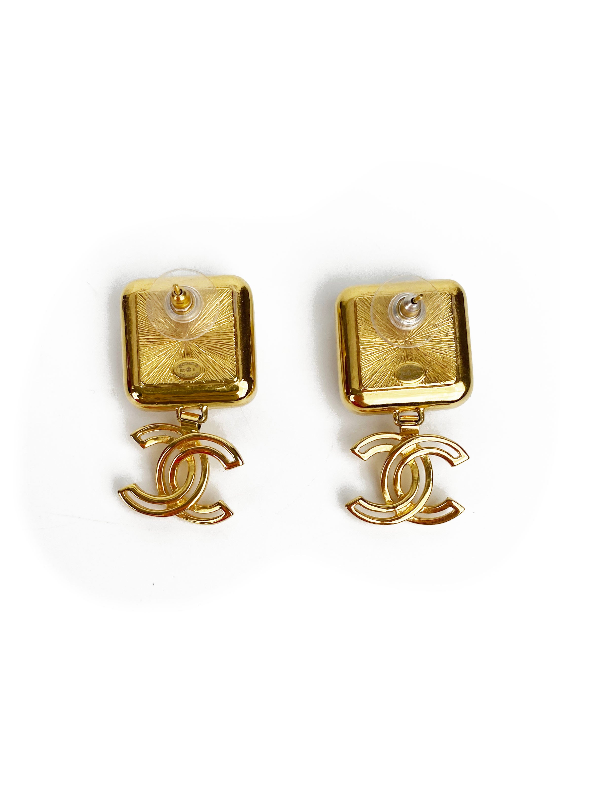 Chanel CC Square Pearl Earrings for Women - Luxury Fashion Jewelry Gift for Birthday, Anniversary & Special Occasions | Elegant Pearl Stud Earrings for Party, Wedding & Evening Events