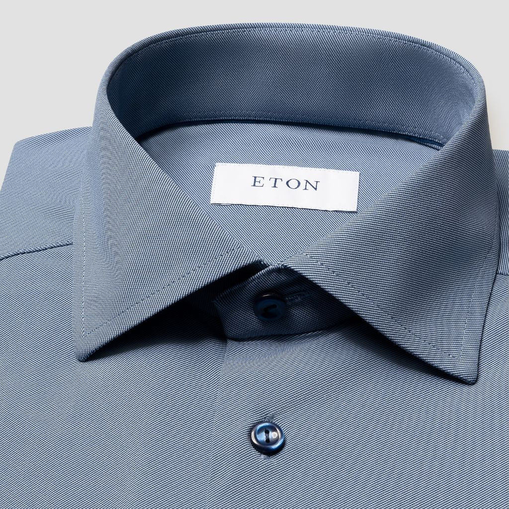 ETON Stretch Long Sleeve Shirt for Men - Classic Fit Comfortable Business Casual Shirt in Mid Blue | Perfect for Office, Travel & Everyday Wear
