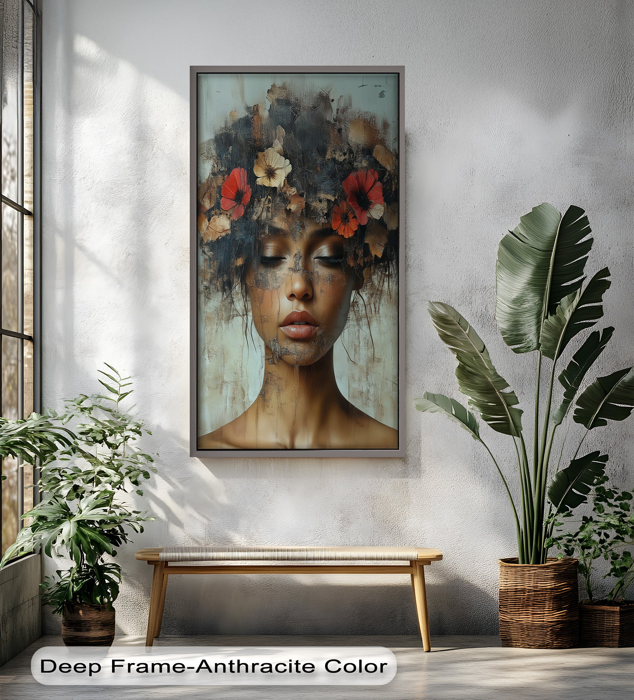Ethereal Boho Flower Oil Painting - Autumn Reverie Wall Art for Home Decor, Living Room, Bedroom & Office | Handmade Canvas Artwork