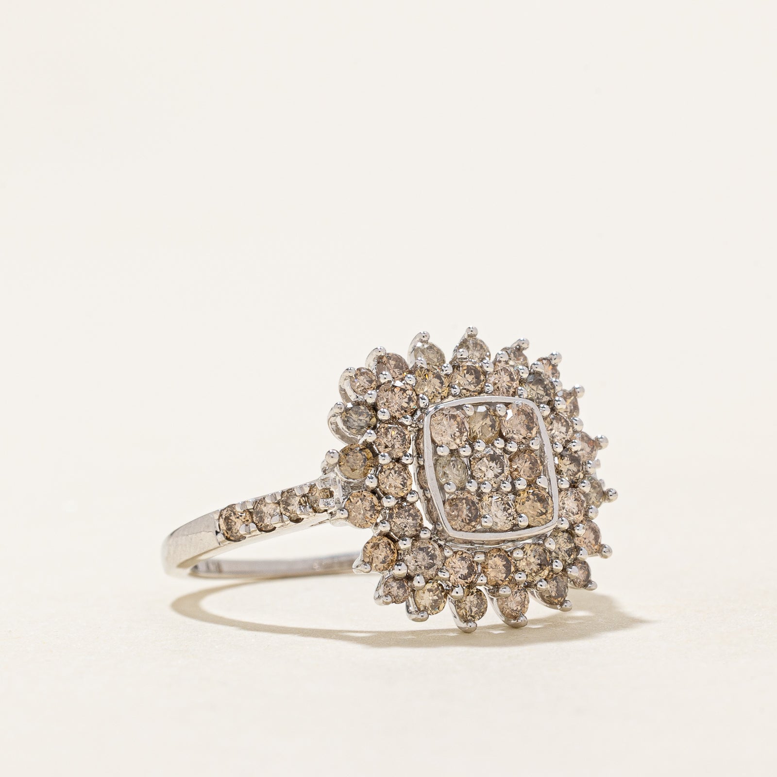 1.00ctw Diamond Cluster Petal Ring - Size 6 | Elegant Floral Engagement Ring for Women | Perfect for Weddings, Anniversaries & Special Occasions