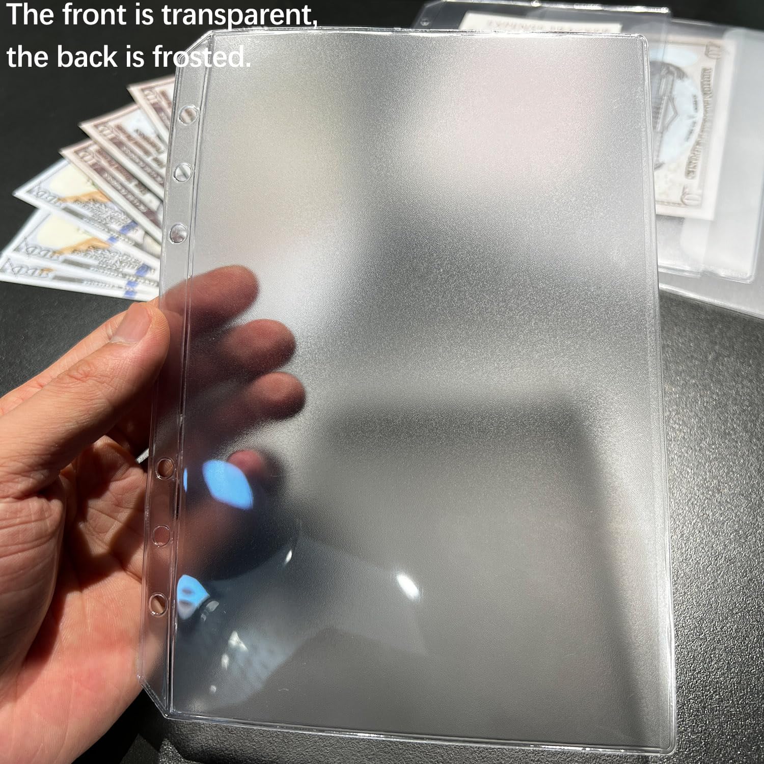 12PCS A5 Binder Pockets - No Zipper Cash Envelopes for Budgeting System | Clear PVC Money Organizer Pouches for 6-Ring Binder | Perfect for Savings Challenges, Bill Organization & Home Finance Management