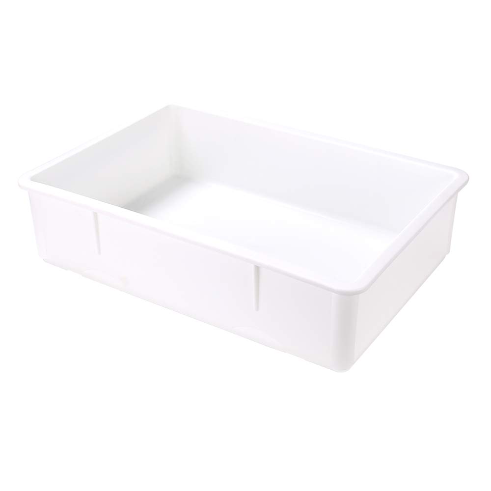 27 x 18 x 6 Inch Stackable White Plastic Proofing Box - Durable Pizza Dough Rising Container with Lid (Sold Separately), Dishwasher Safe - Perfect for Bakeries, Pizzerias & Home Bread Making