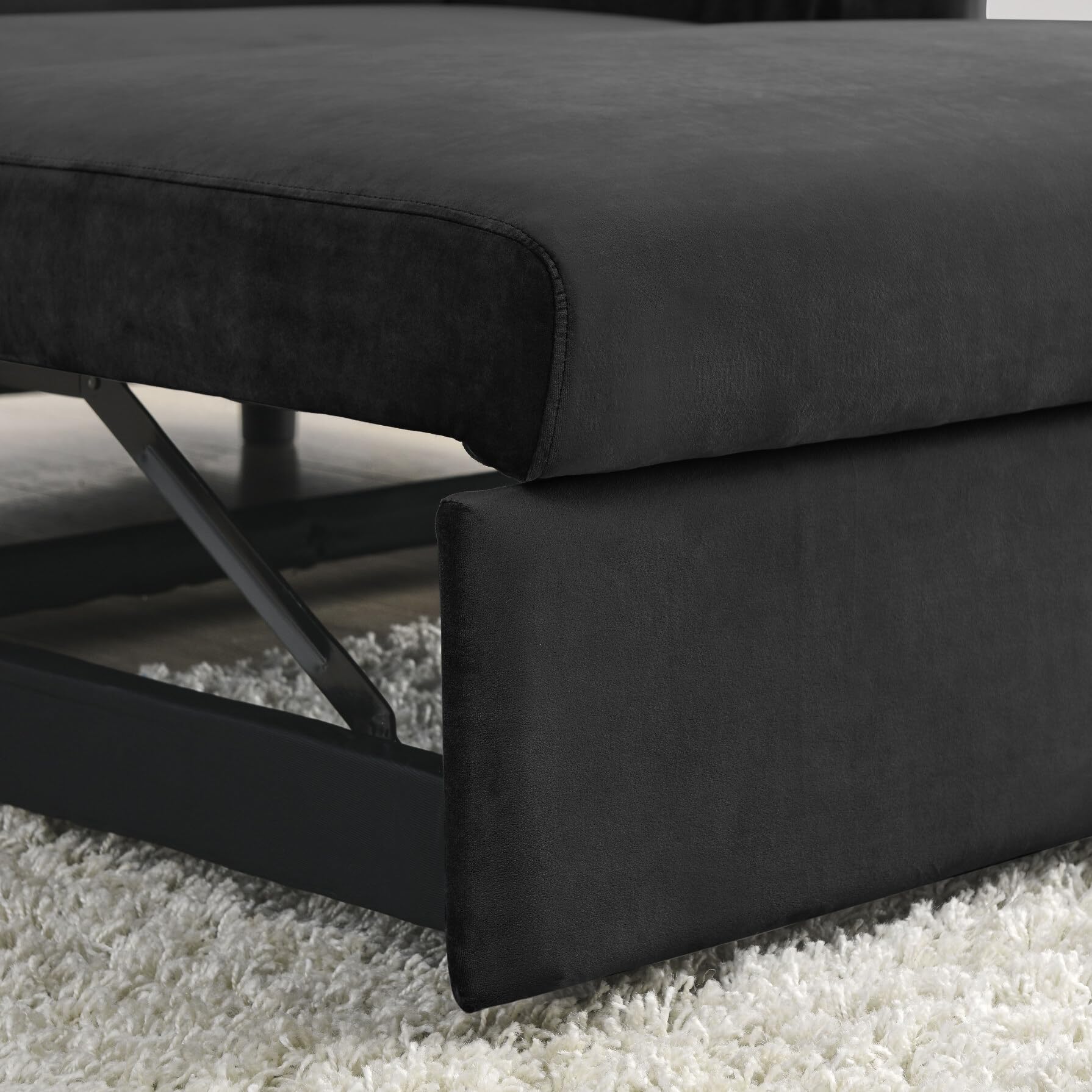 3 in 1 Convertible Sleeper Sofa Bed - Modern Velvet Futon Couch with Pullout Bed, Adjustable Backrest & Storage Pockets - Space Saving Loveseat with Pillows for Small Apartments, Living Rooms & Guest Rooms (Perfect for Studio, Dorm & Home Office)