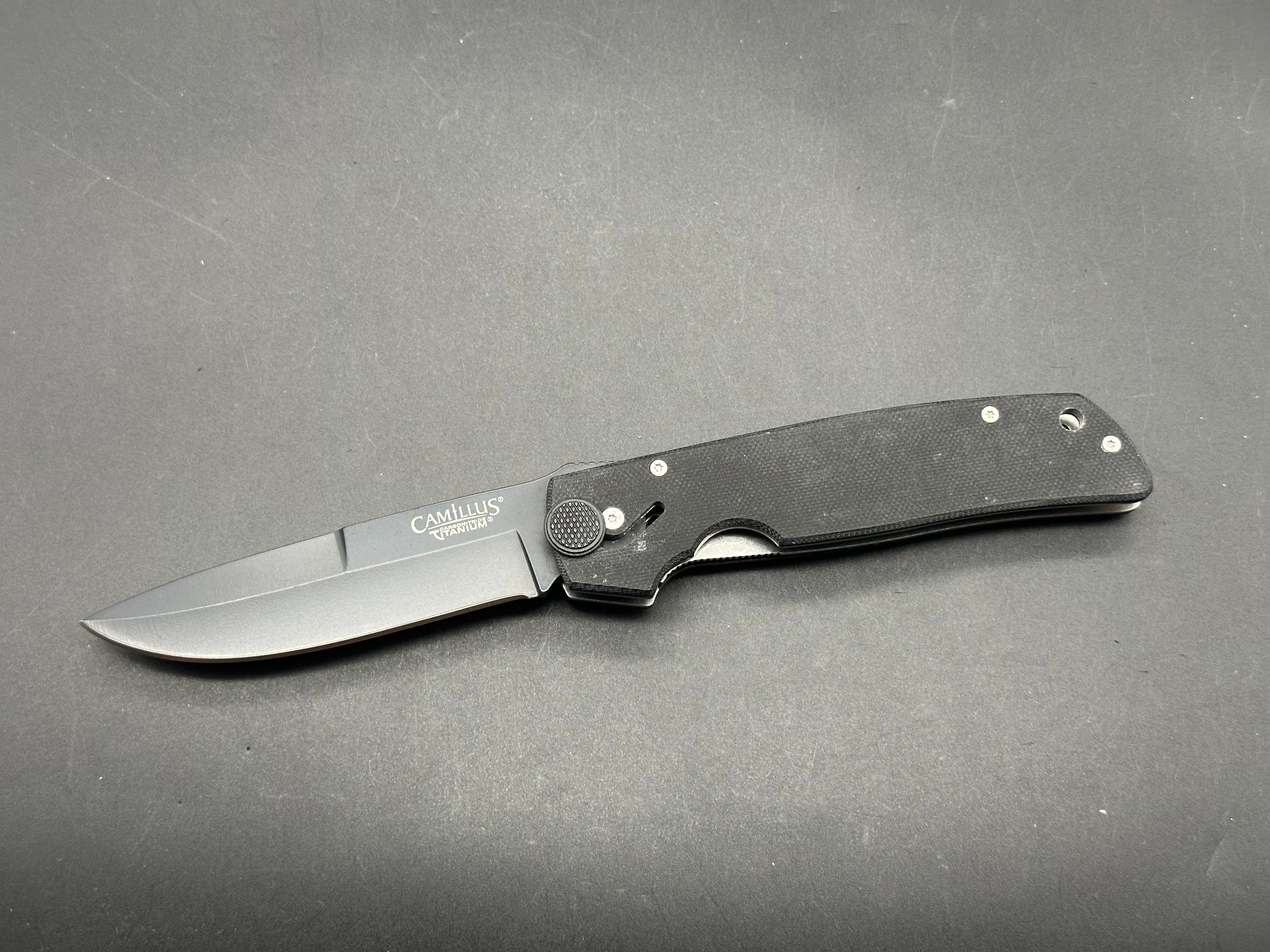 Camillus Cuda Folding Knife - Black G10 Handle with AUS 8 Stainless Steel Blade - EDC, Camping, Hunting & Outdoor Survival Tool