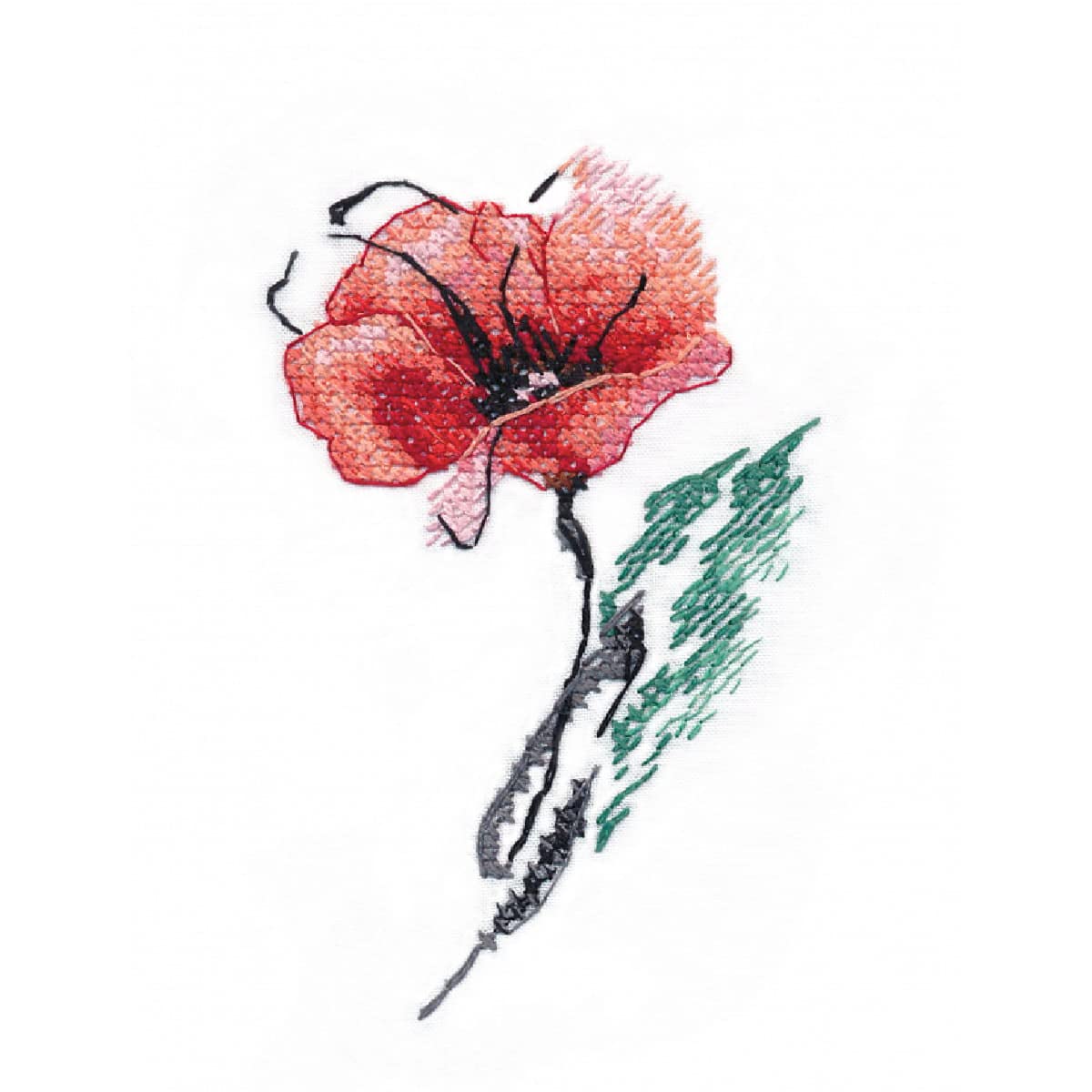 MARUSSIA Poppy Counted Cross Stitch Kit - 7x11cm Embroidery Set for Beginners | Perfect for Home Decor, DIY Crafts & Gift Giving