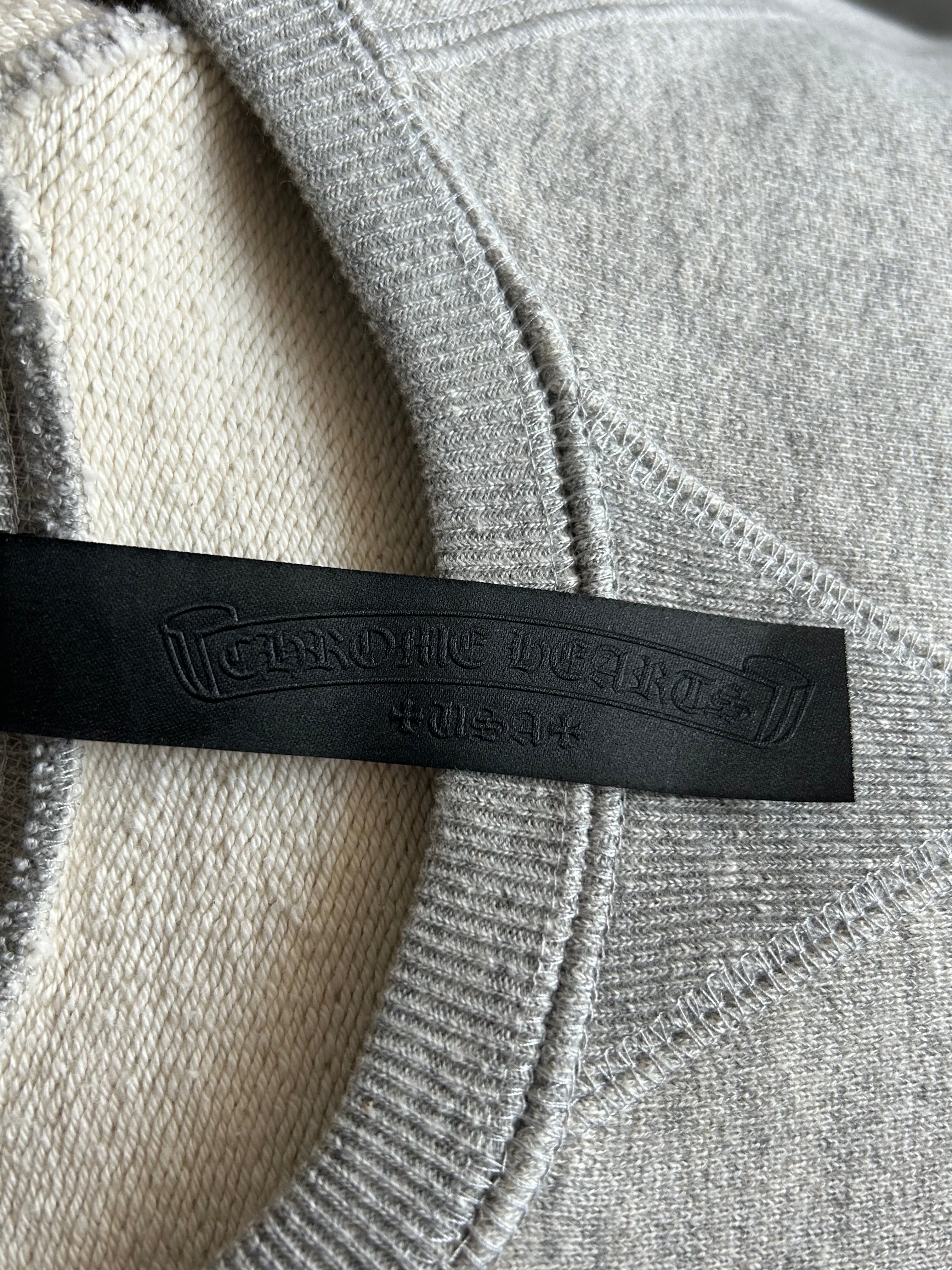 Chrome Hearts Grey & Black Triple Cross CH Logo Embroidered Sweater for Men - Gothic Streetwear Fashion Hoodie for Casual Outfits & Night Out